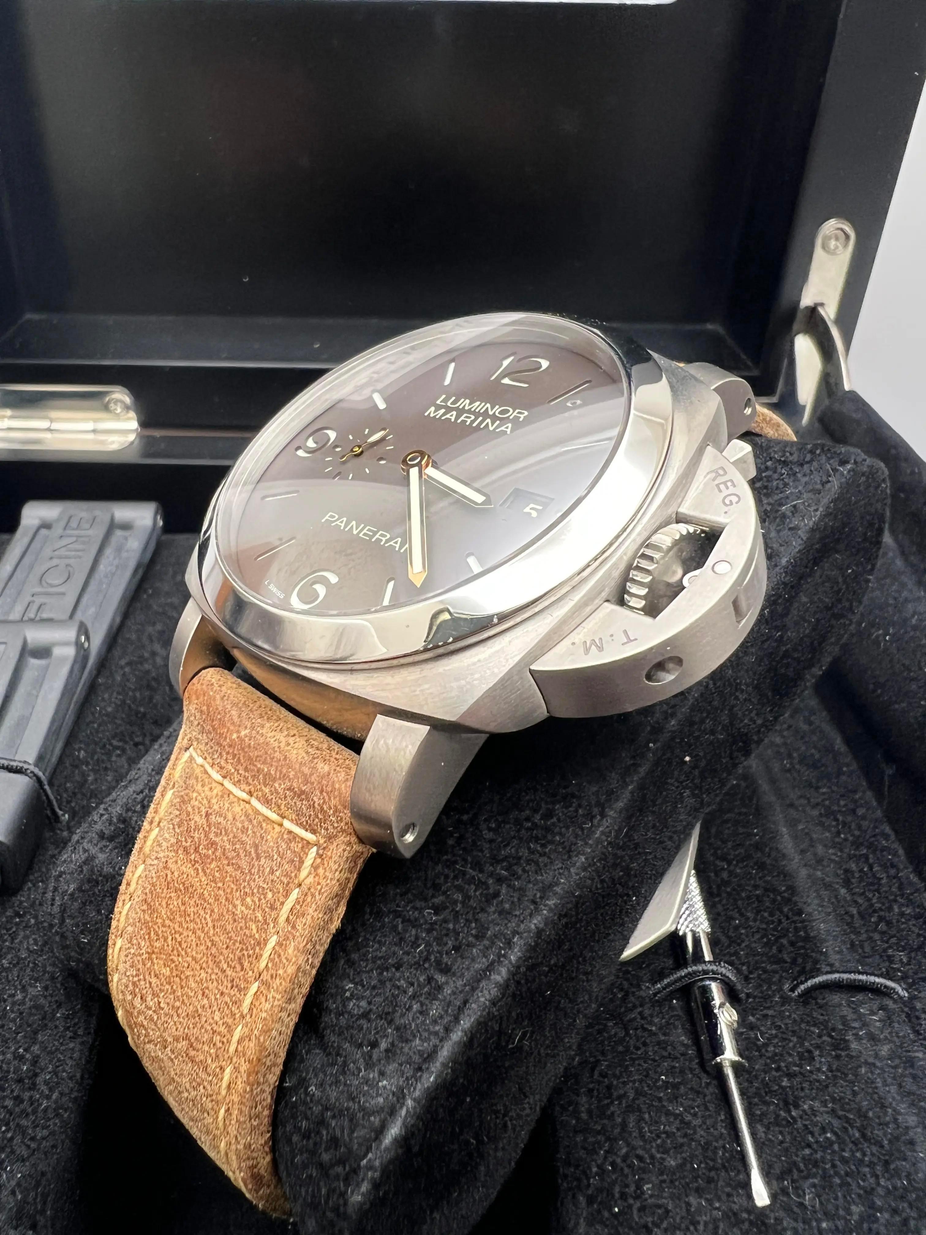 Panerai Luminor Marina 44mm 1950 3 Days Brown Dial Titanium PAM00351 Box Set For Sale 2