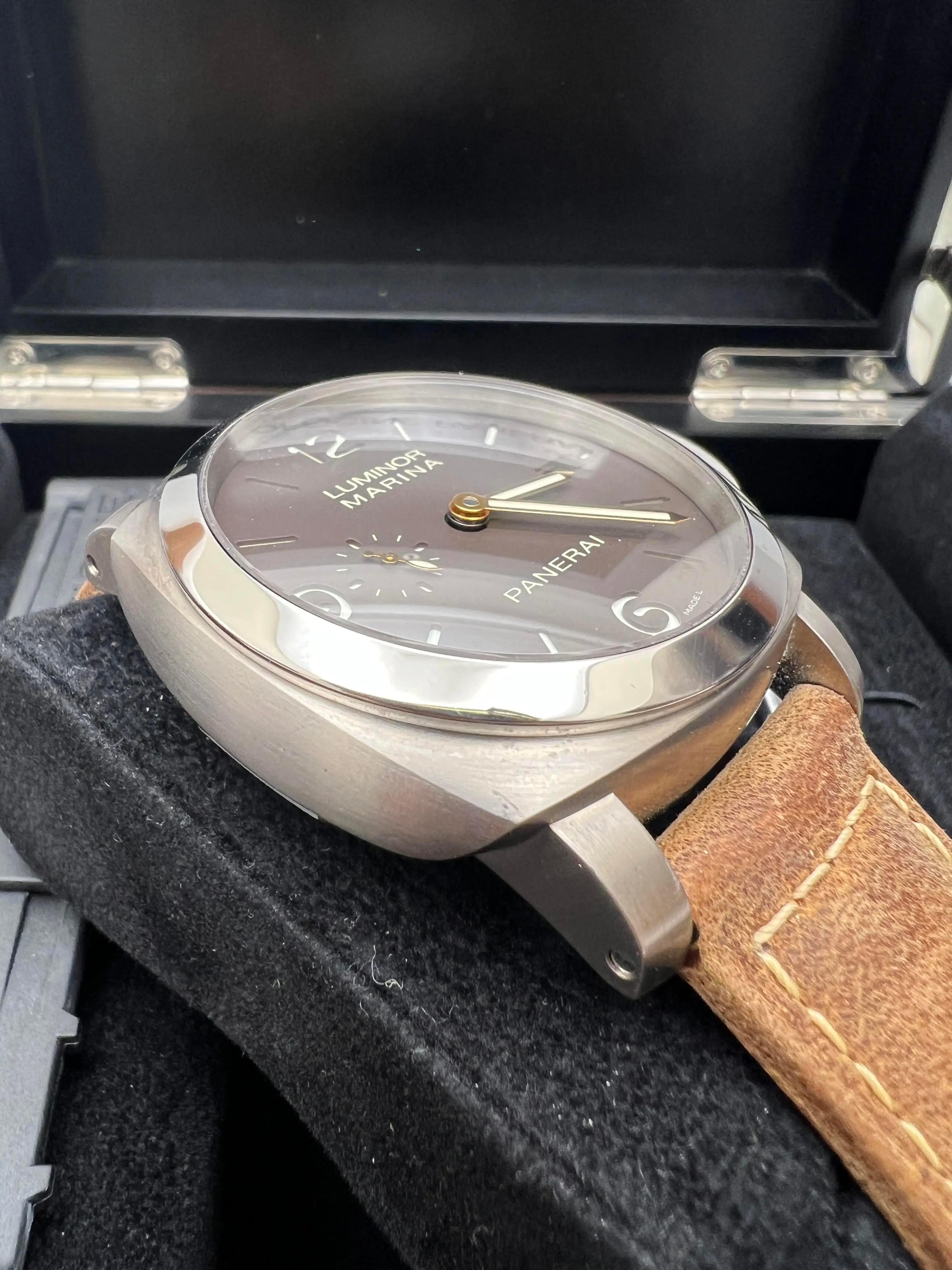 Panerai Luminor Marina 44mm 1950 3 Days Brown Dial Titanium PAM00351 Box Set For Sale 3