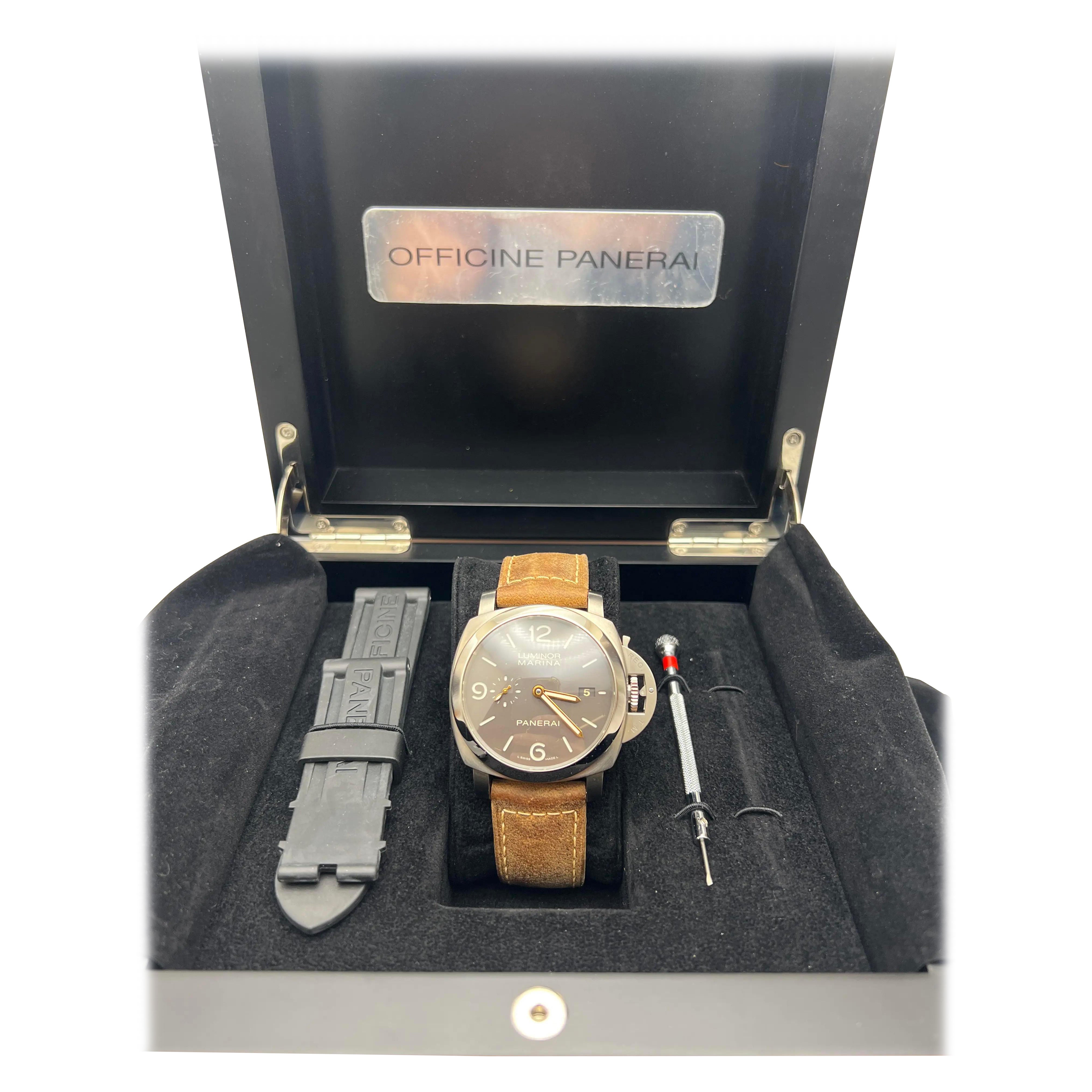 Panerai Luminor Marina 44mm 1950 3 Days Brown Dial Titanium PAM00351 Box Set For Sale