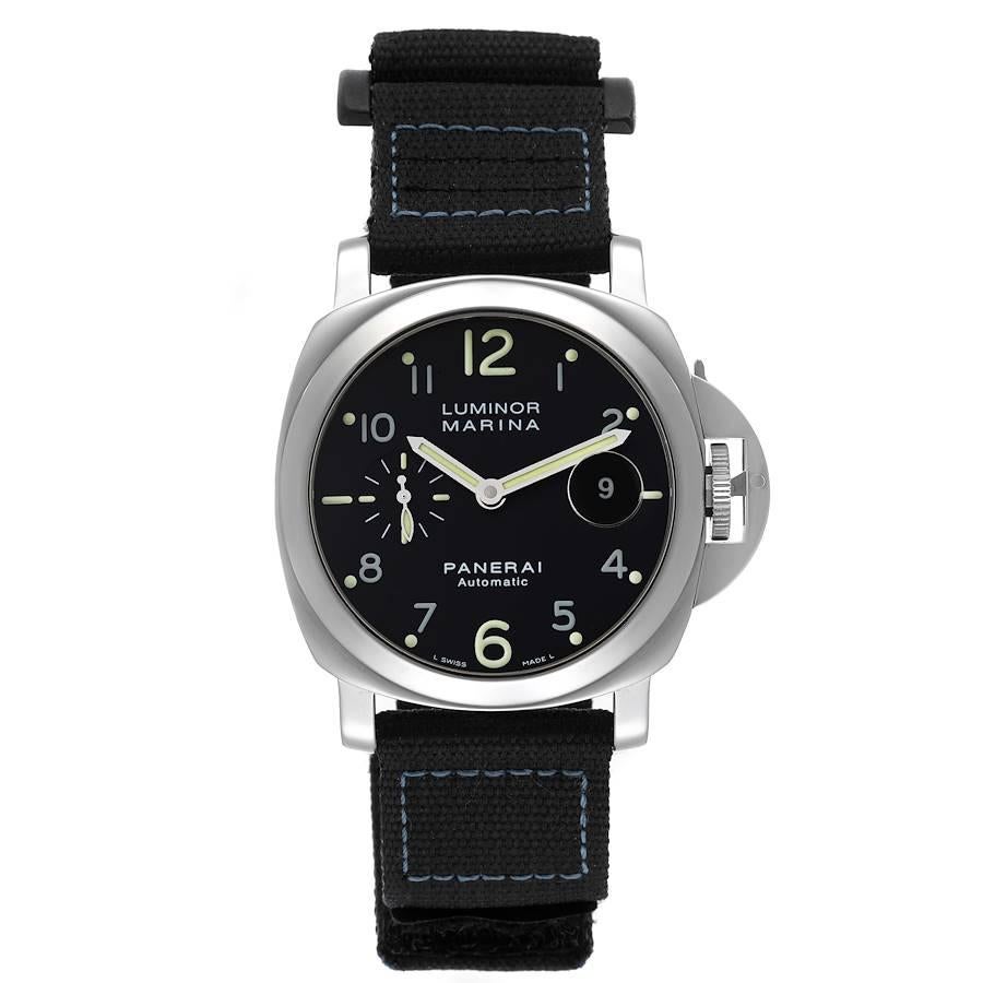 Panerai Luminor Marina 44mm Automatik Stahl Herrenuhr PAM00164. Automatisches Uhrwerk mit Selbstaufzug. Zweiteiliges, poliertes und gebürstetes kissenförmiges Edelstahlgehäuse mit einem Durchmesser von 44,0 mm. Polierter patentierter Kronenschutz