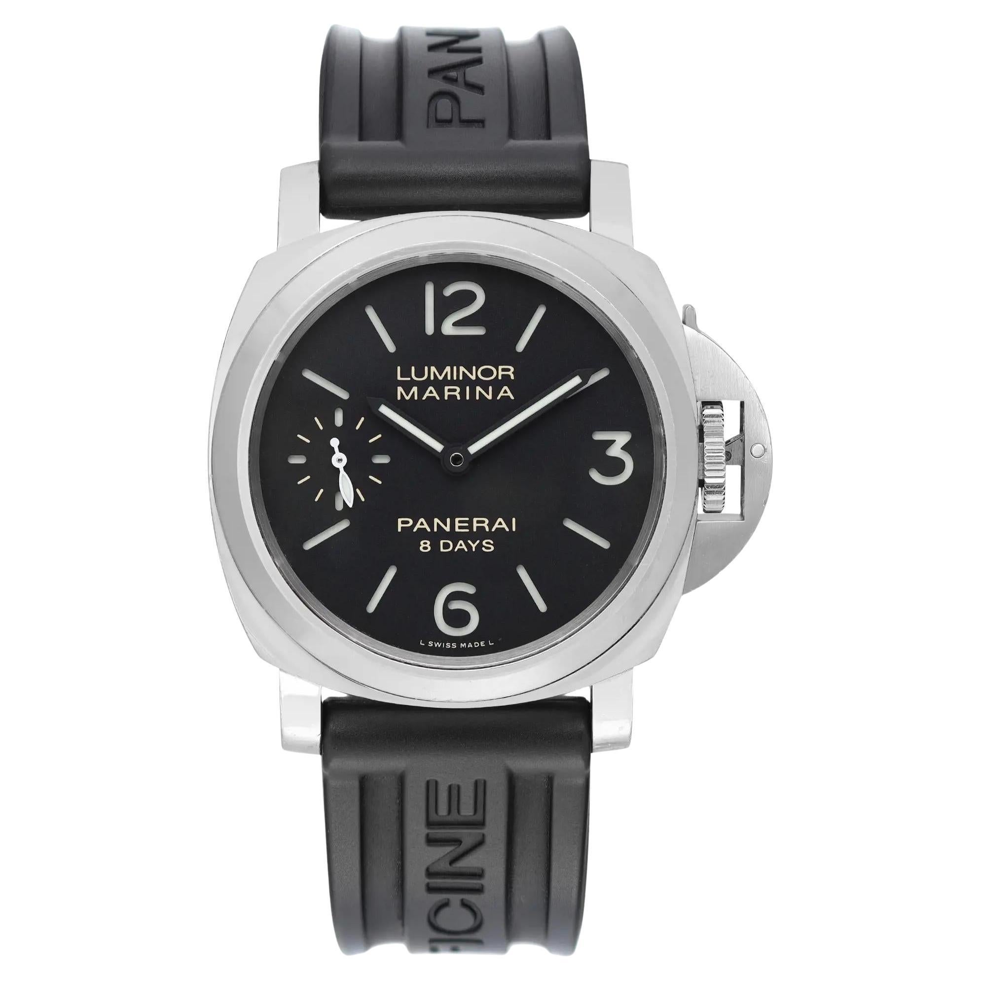 Panerai Luminor Marina 8 Days Steel Black Dial Hand Wind Men Watch PAM00510