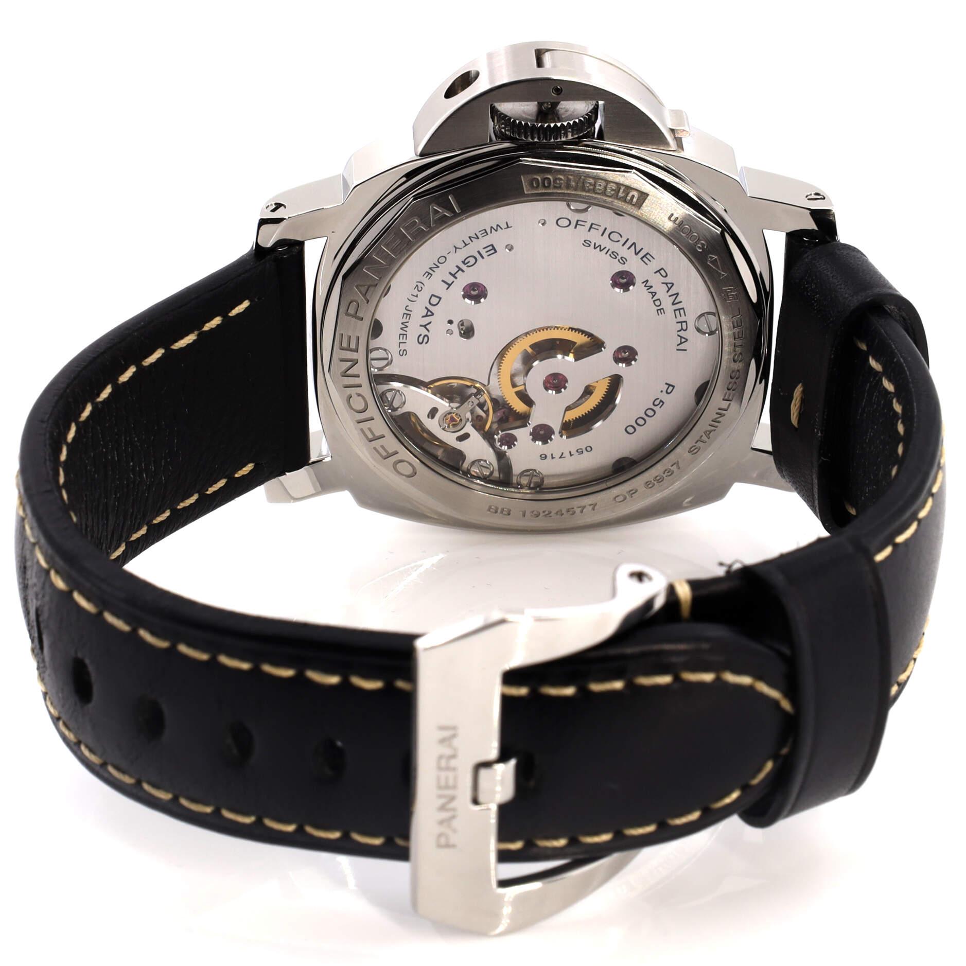 Panerai Luminor Marina 8 Tage Acciaio Handuhr aus Edelstahl und Leder 2