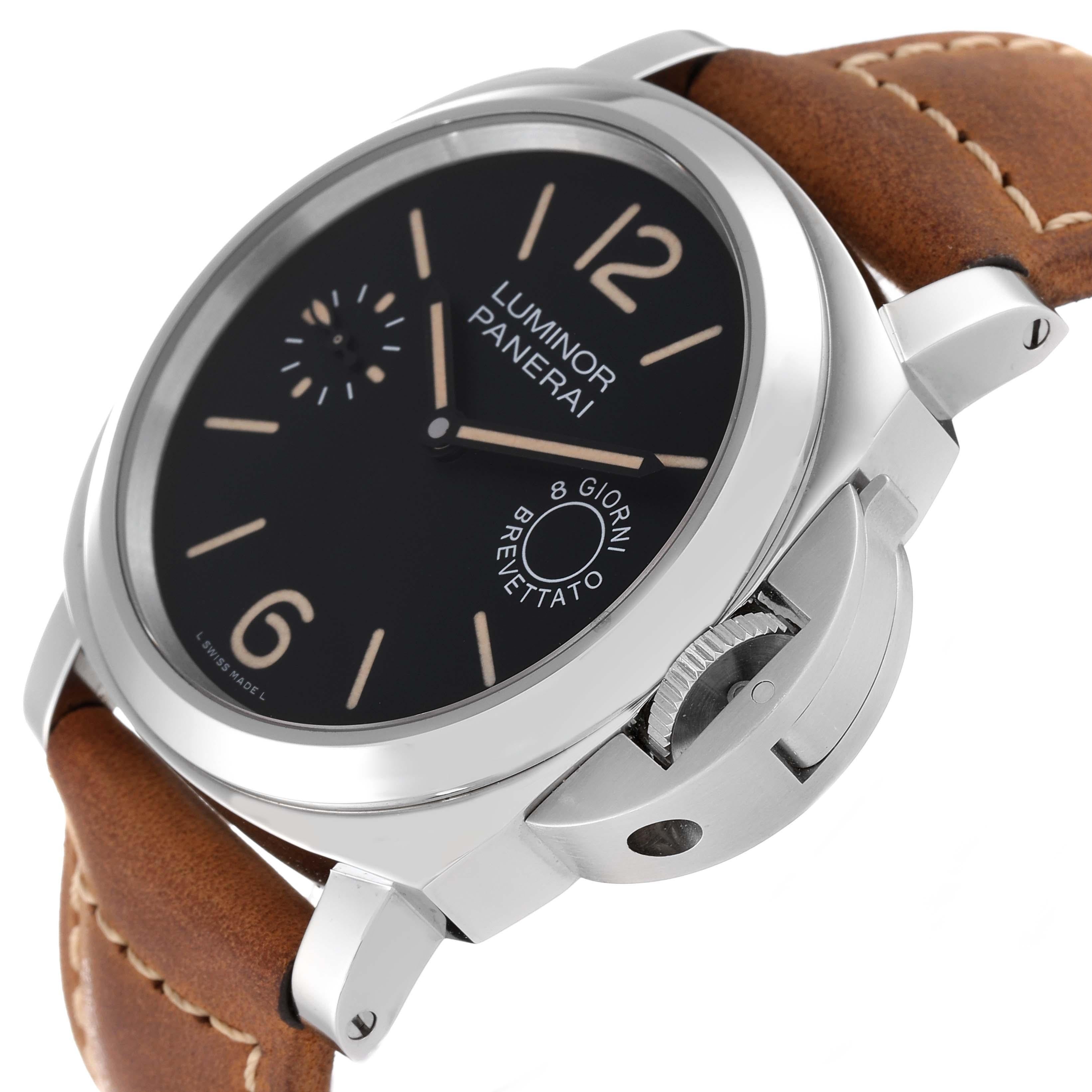 Panerai Luminor Marina 8 Days Limited Edition Steel Mens Watch PAM00590 Box Card In Excellent Condition In Atlanta, GA
