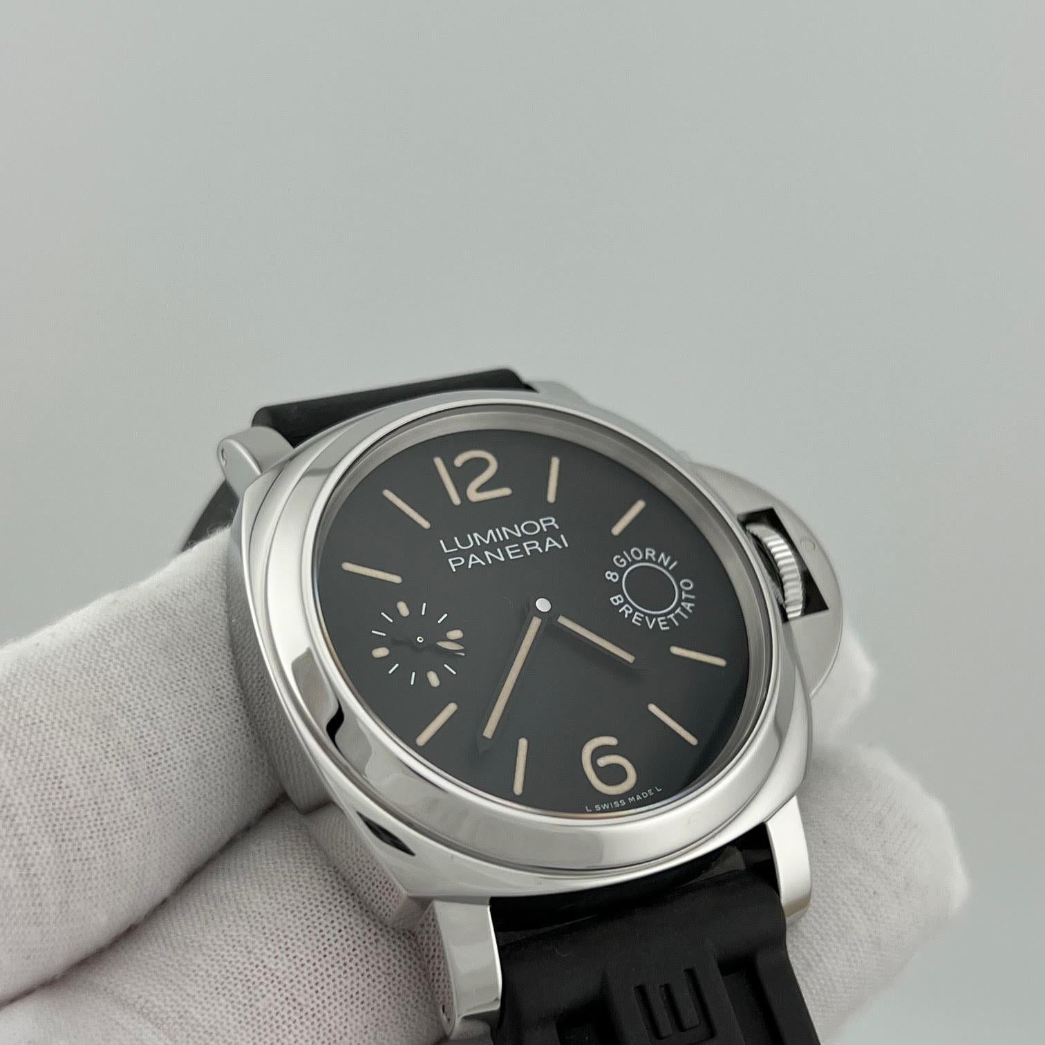 Panerai Luminor Marina 8 Days PAM 590 PAM00590 44mm Cadran noir Acier inoxydable en vente 4