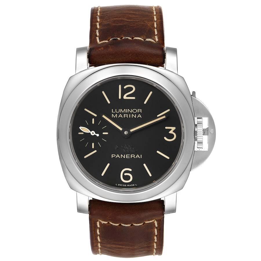 Panerai Luminor Marina Acciaio 44mm Steel Mens Watch PAM00463 Box Papers. Manual-winding movement with glucydur balance, 21,600 alternations per hour and incabloc anti-shock device. 17 jewels. Two part cushion shaped polished stainless steel case