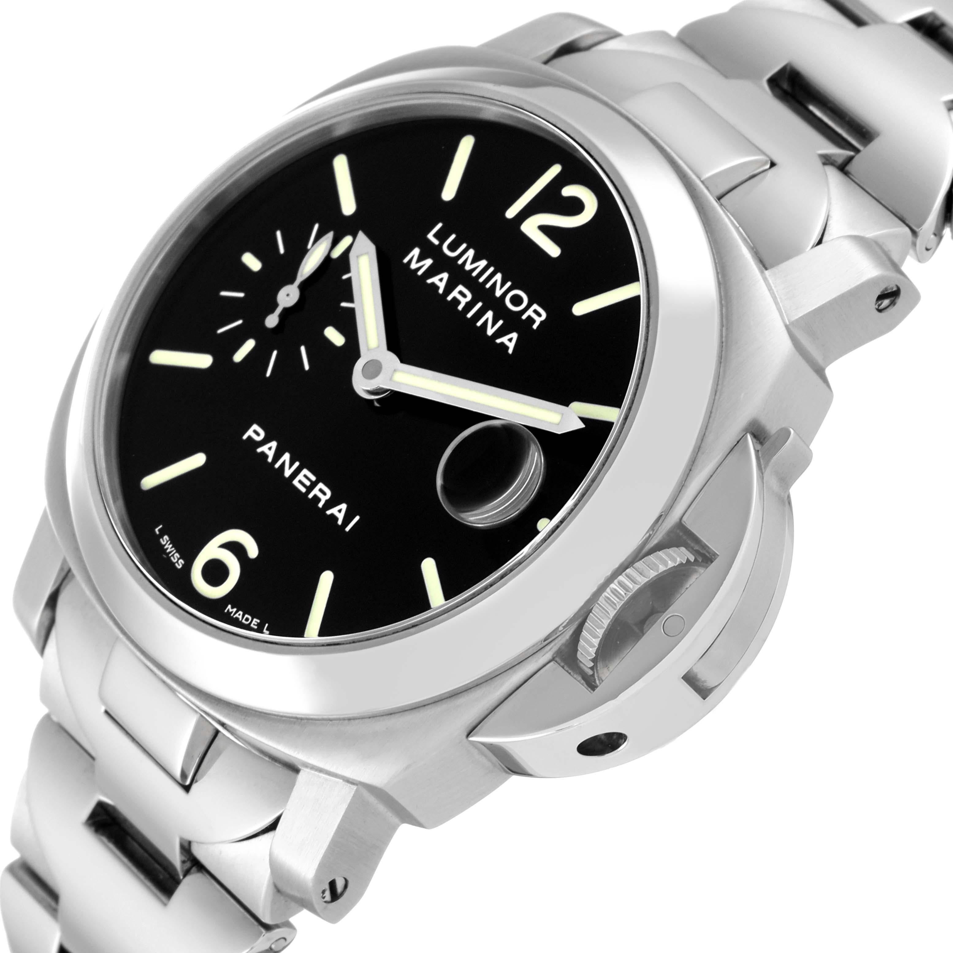 Panerai Luminor Marina Montre automatique pour homme en acier 40 mm avec carte boîte, modèle PAM00050 en vente 1