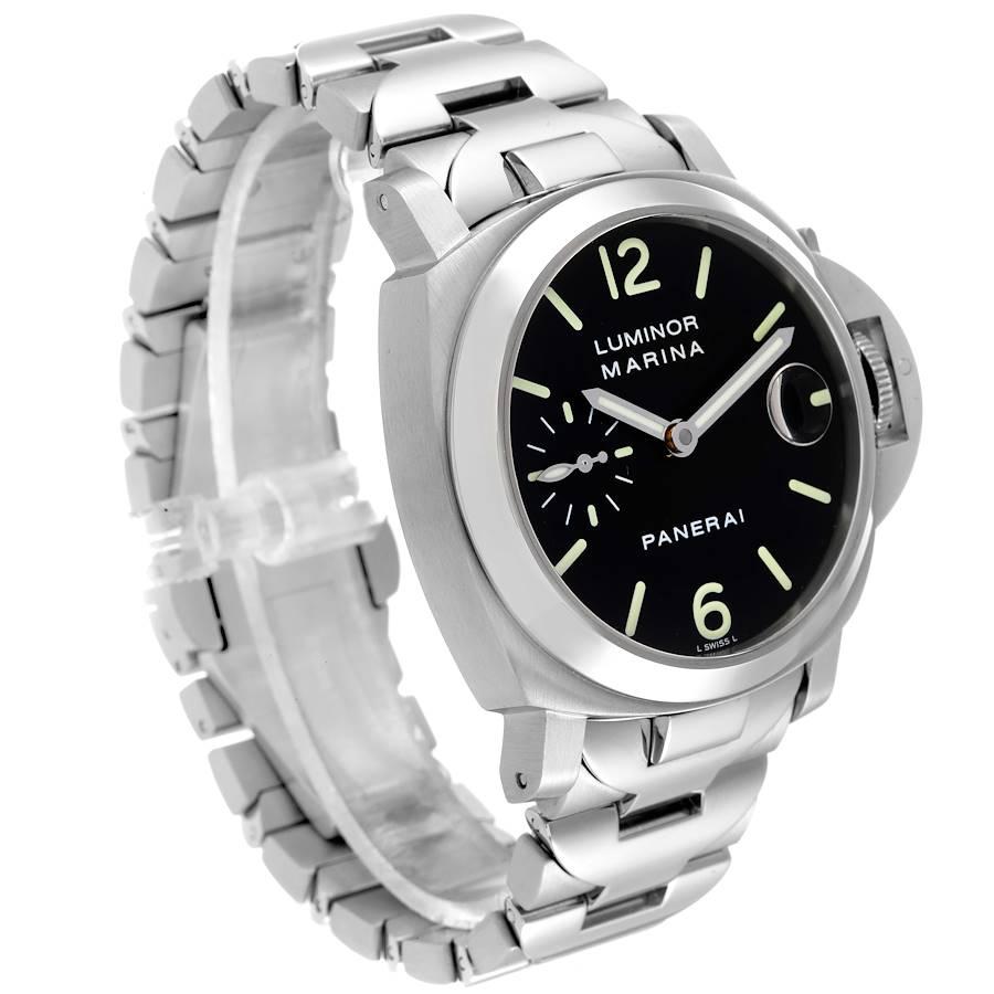 Panerai Luminor Marina Automatic Steel Mens Watch PAM00050 Box Papers In Excellent Condition In Atlanta, GA