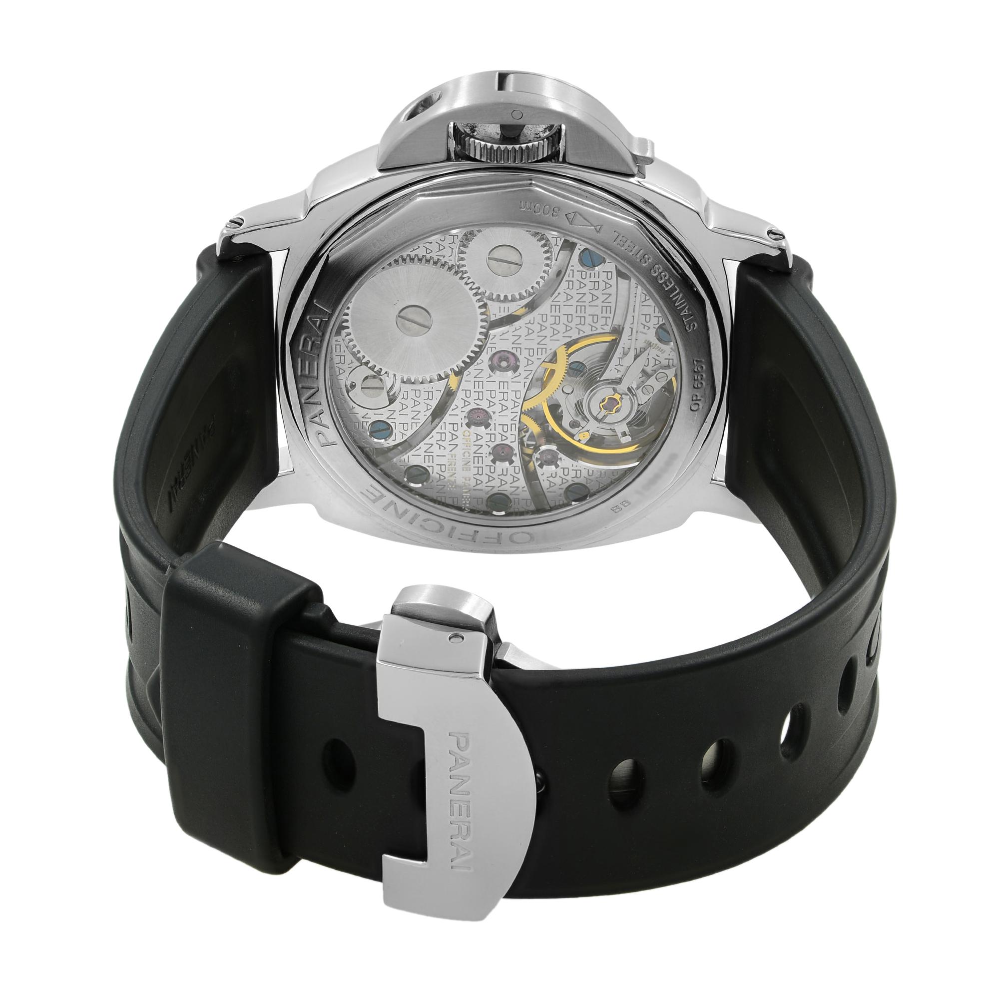 Men's Panerai Luminor Marina Black Dial Steel Handwind Mens Luminescent Watch PAM00111