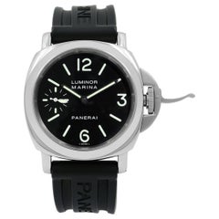 Panerai Luminor Marina Black Dial Steel Handwind Mens Luminescent Watch PAM00111