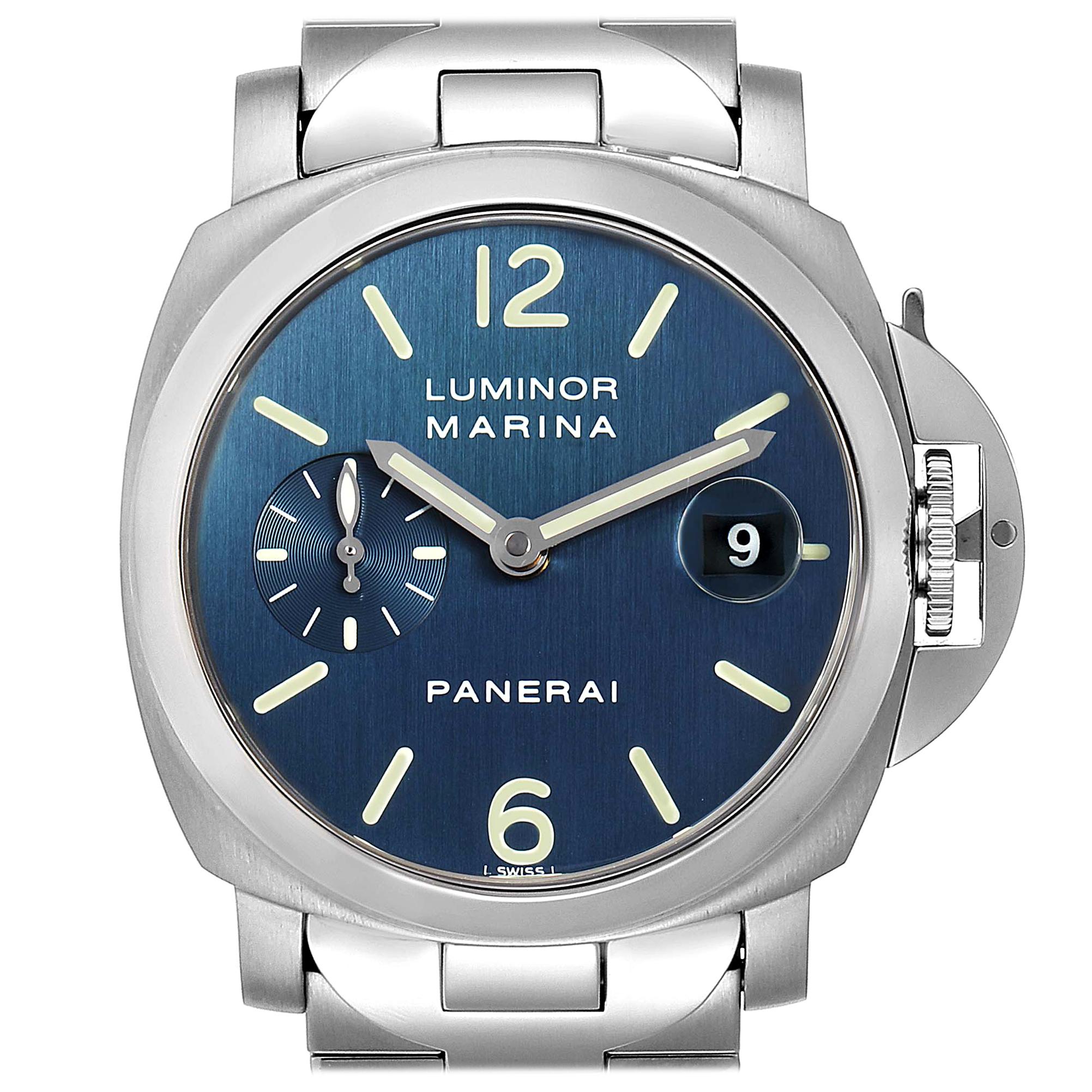 Panerai Luminor Marina Blue Dial Men's Watch PAM00120 Box Papers For Sale