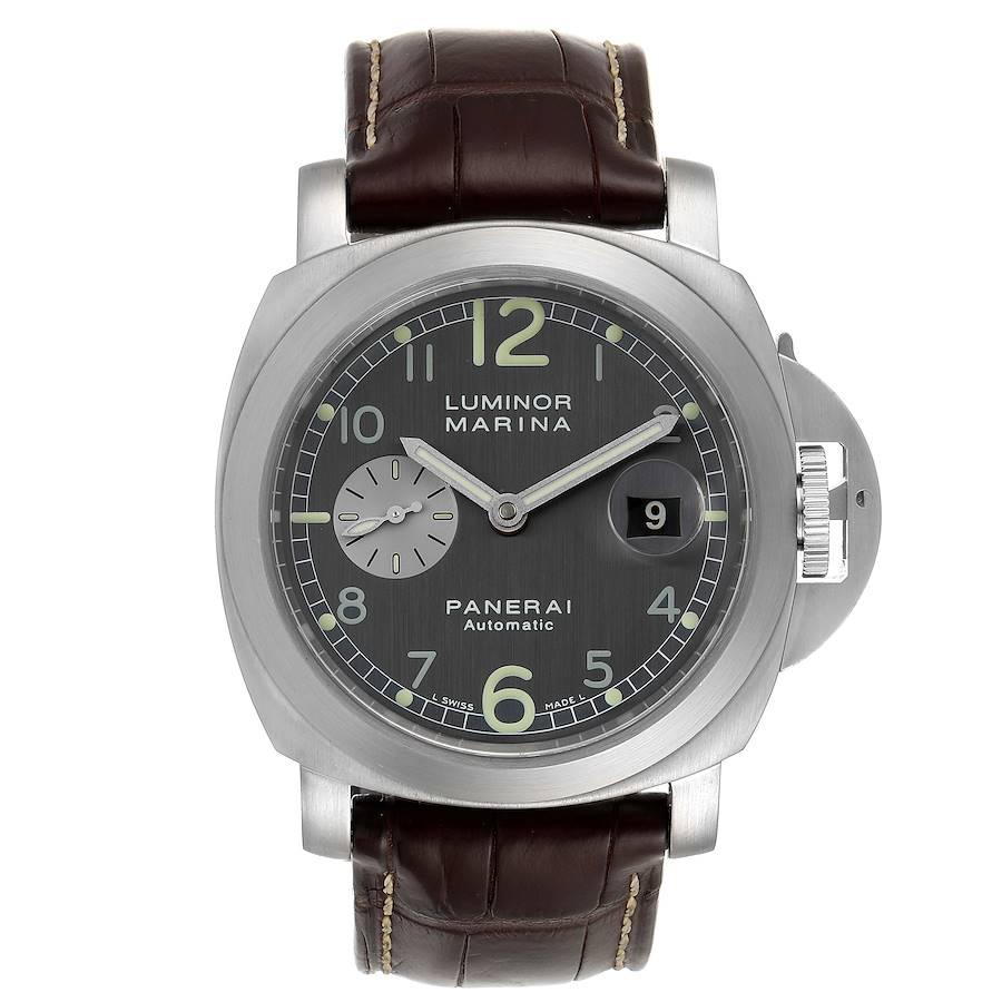 Panerai Luminor Marina Firenze 44mm Steel Mens Watch PAM00086 Box Papers. Automatic self-winding movement. Two part cushion shaped stainless steel case 44 mm in diameter. Panerai patented crown protector. Polished stainless steel sloped bezel.
