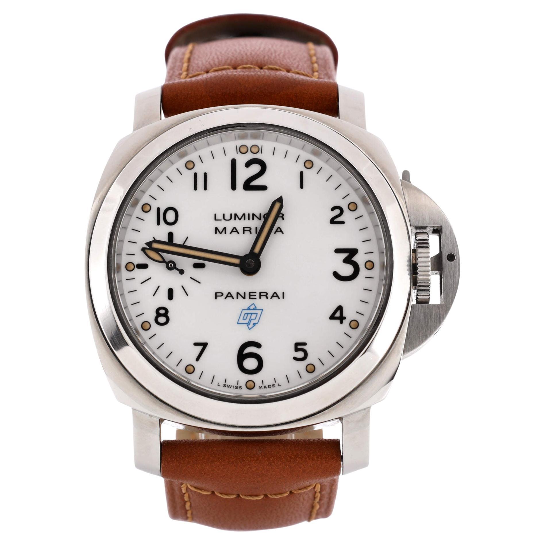 Panerai Luminor Marina Manual Watch Stainless Steel and Leather 44 For Sale