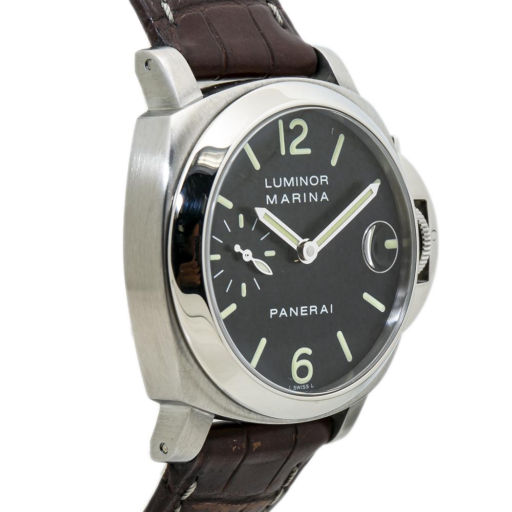 Panerai Luminor Marina PAM00048 Stainless Steel Automatic Mens Watch In Excellent Condition In Miami, FL