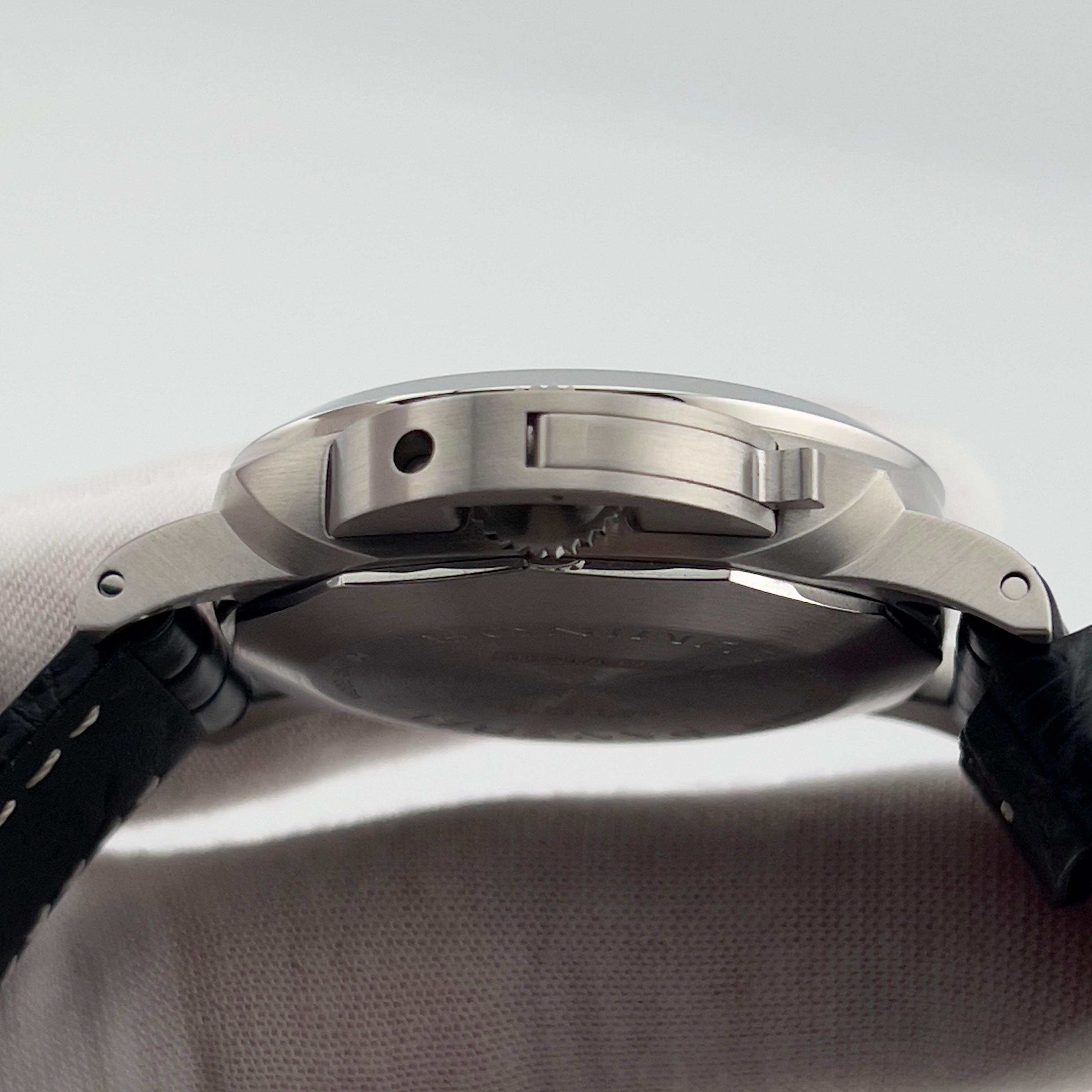 Panerai Luminor Marina PAM01312 PAM 1312 Bracelet en cuir inoxydable 44mm Boîte papier Excellent état à San Diego, CA