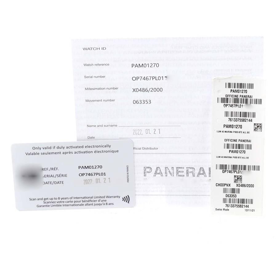 Panerai Luminor Marina Quaranta Blue Dial Steel Mens Watch PAM01270 Box Card 5