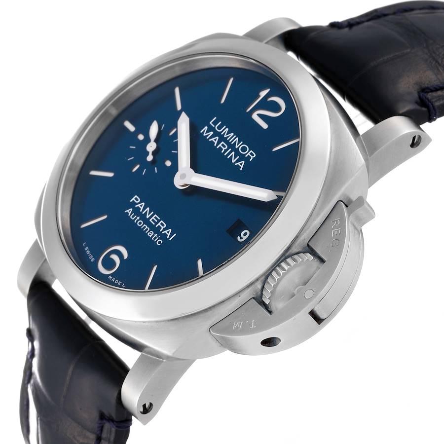 Men's Panerai Luminor Marina Quaranta Blue Dial Steel Mens Watch PAM01270 Box Card