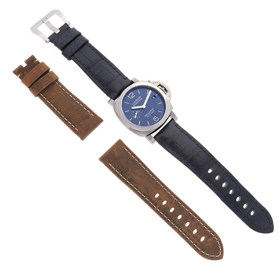 Panerai Luminor Marina Quaranta Stahl-Herrenuhr PAM01270 mit blauem Zifferblatt und Karton 4