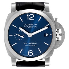 Panerai Luminor Marina Quaranta Blue Dial Steel Mens Watch PAM01270 Box Card