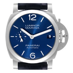 Panerai Luminor Marina Quaranta Blue Dial Steel Mens Watch PAM01270 Box Card