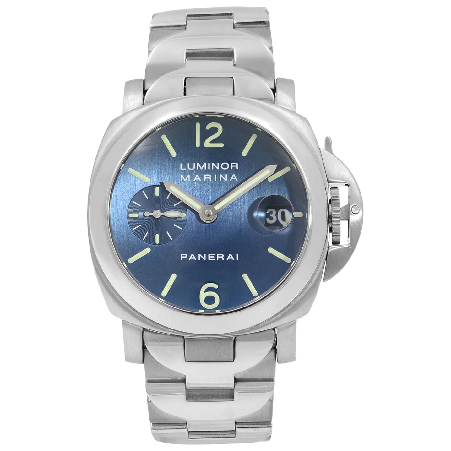 Panerai Luminor Marina Satin Blue Dial Steel Automatic Men’s Watch PAM00120