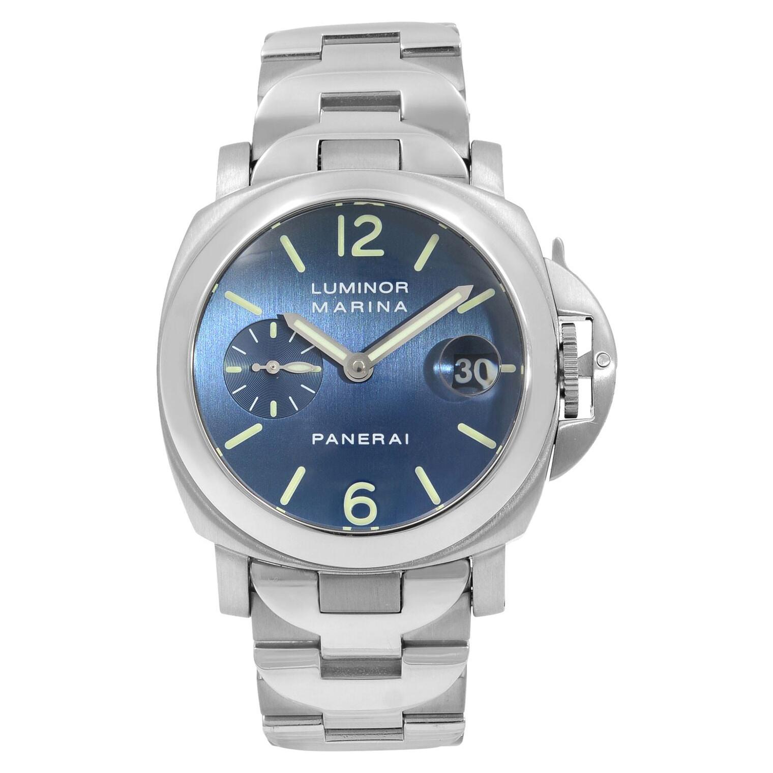 Panerai Luminor Marina Satin Blue Dial Steel Automatic Men
s Watch PAM00120