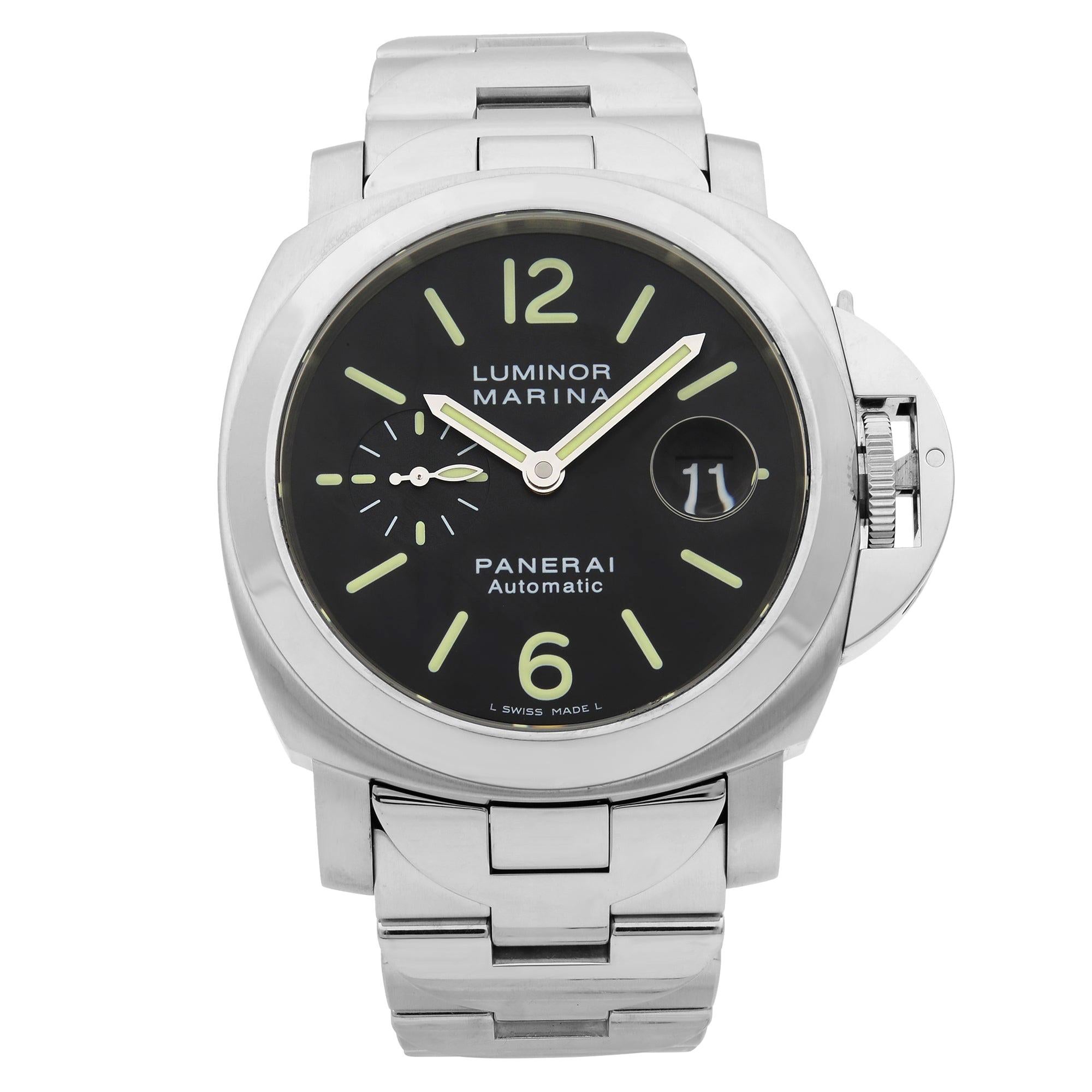 Panerai Luminor Marina Steel Black Dial Automatic Men
s Watch PAM00104