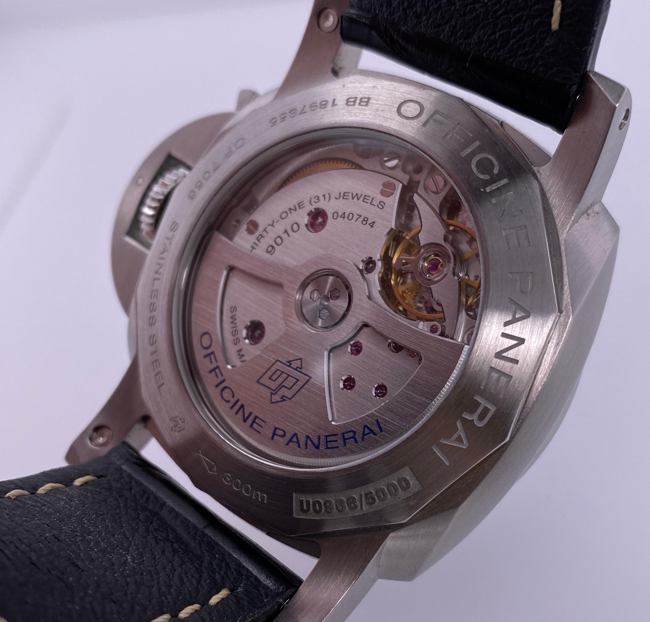 Panerai Luminor Marina Steel Black Dial Leather Strap Automatic Watch PAM01312 3