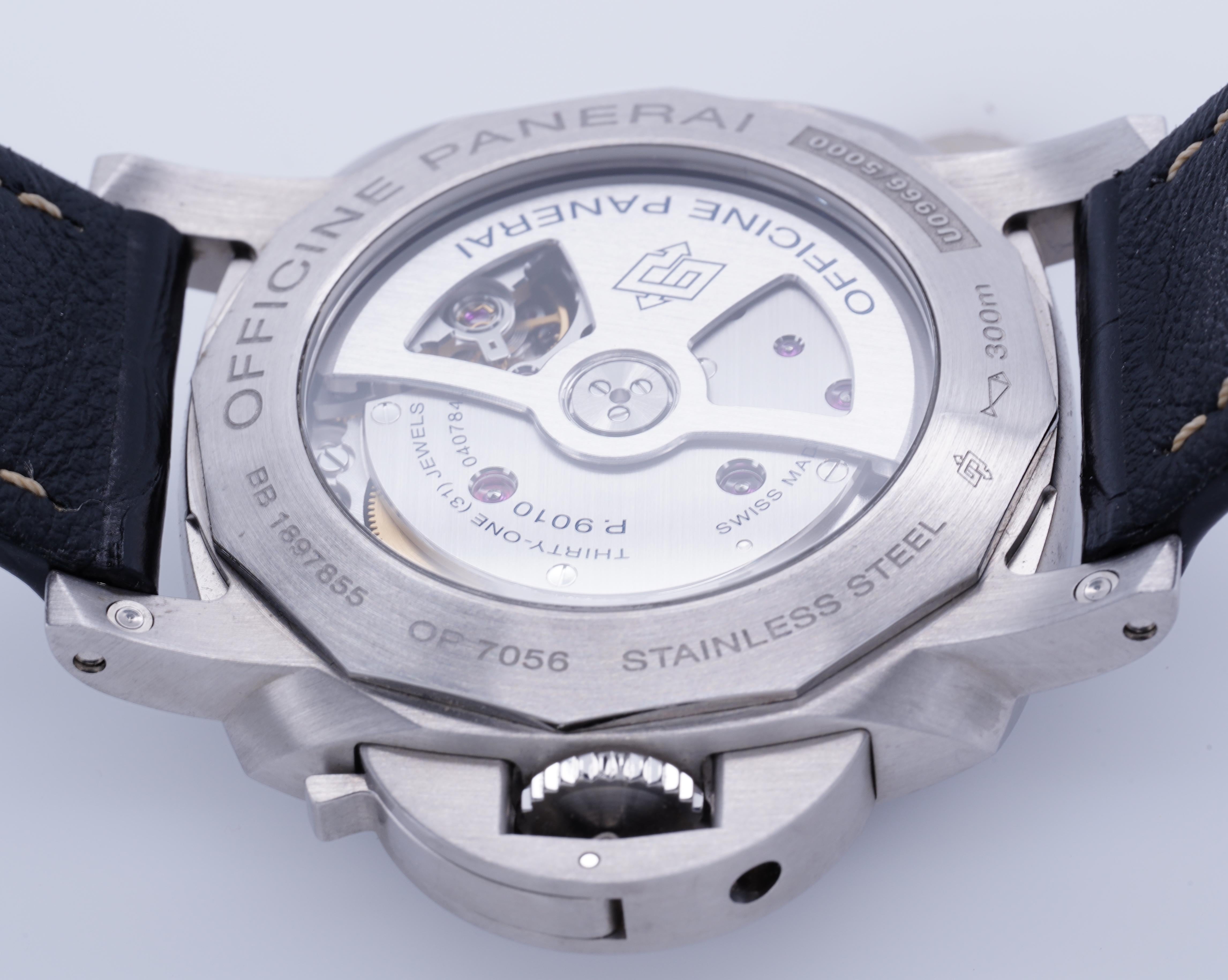 Panerai Luminor Marina Steel Black Dial Leather Strap Automatic Watch PAM01312 6