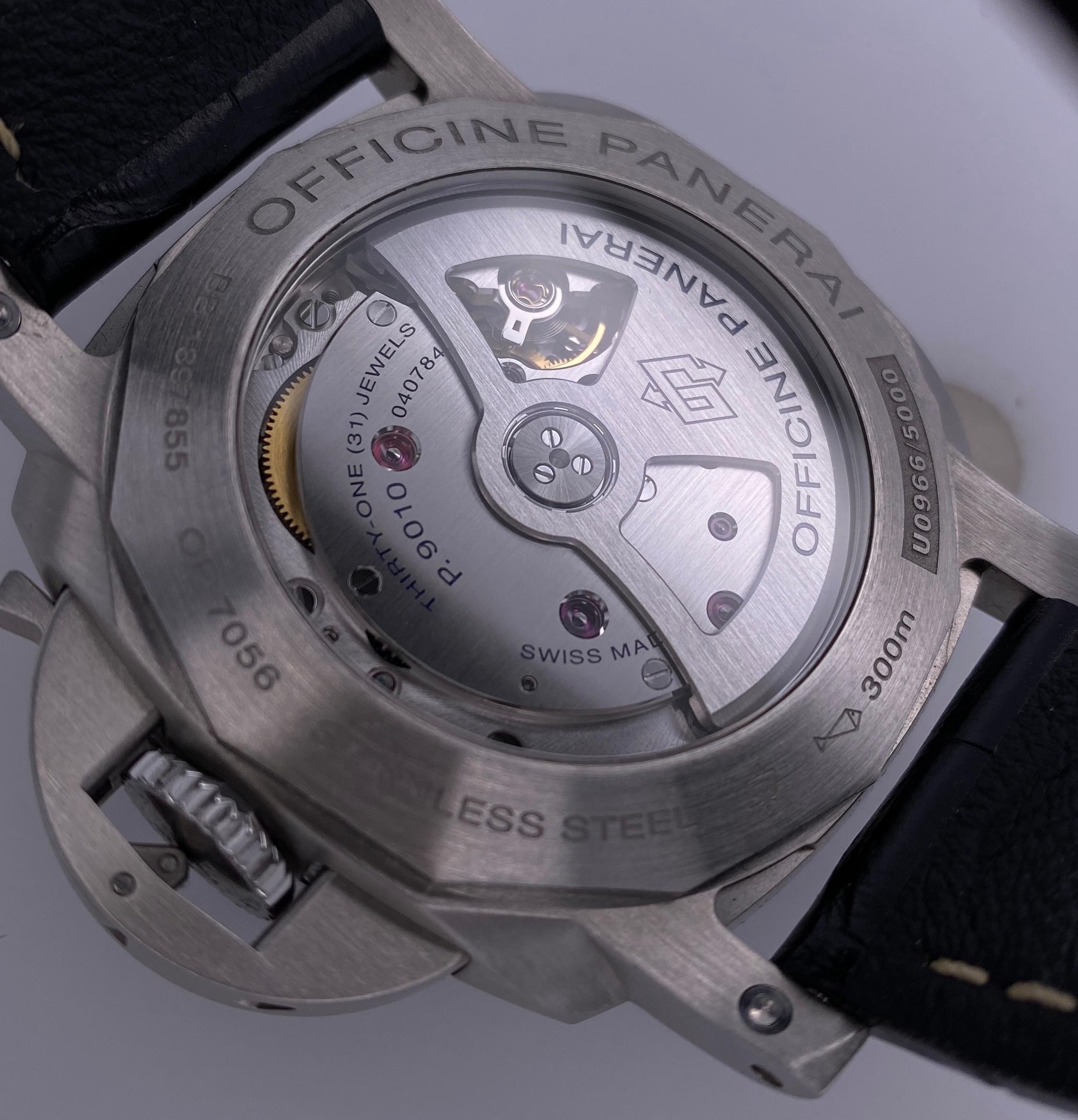 Panerai Luminor Marina Steel Black Dial Leather Strap Automatic Watch PAM01312 1