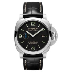 Panerai Luminor Marina Automatikuhr PAM01312 mit schwarzem Lederarmband und schwarzem Zifferblatt