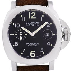 Panerai Luminor Marina Steel Leather Black Dial Automatic Men’s Watch PAM00164