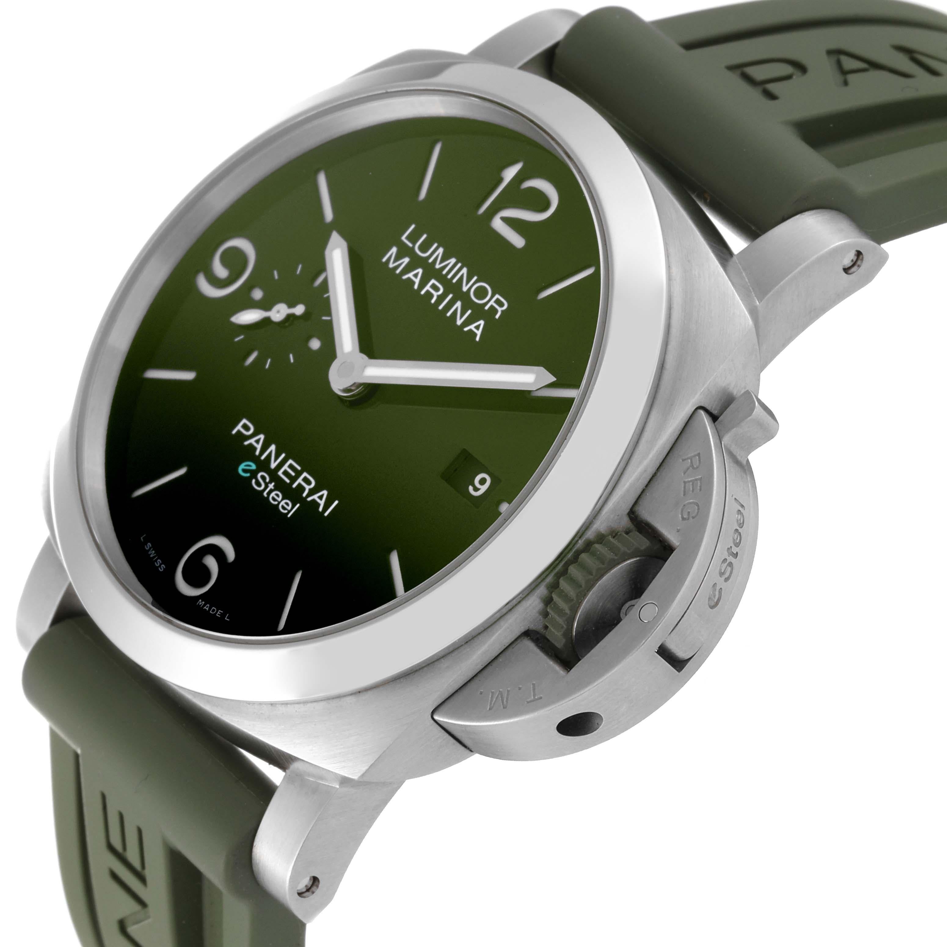 Reloj para caballero Panerai Luminor Marina Verde Smeraldo Acero PAM01356 Tarjeta de caja en Excelente Estado en Atlanta, GA