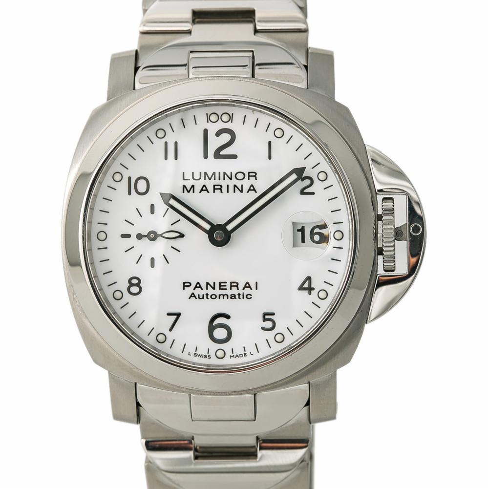 Contemporary Panerai Luminor Marina PAM00051, White Dial Certified Authentic For Sale