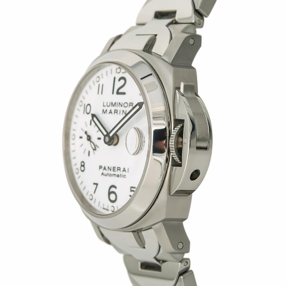 Panerai Luminor Marina PAM00051, White Dial Certified Authentic In Excellent Condition For Sale In Miami, FL