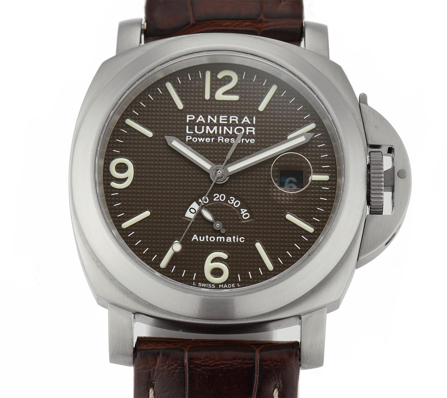Panerai Luminor PAM00057, Brown Dial, Certified and Warranty In Excellent Condition In Miami, FL