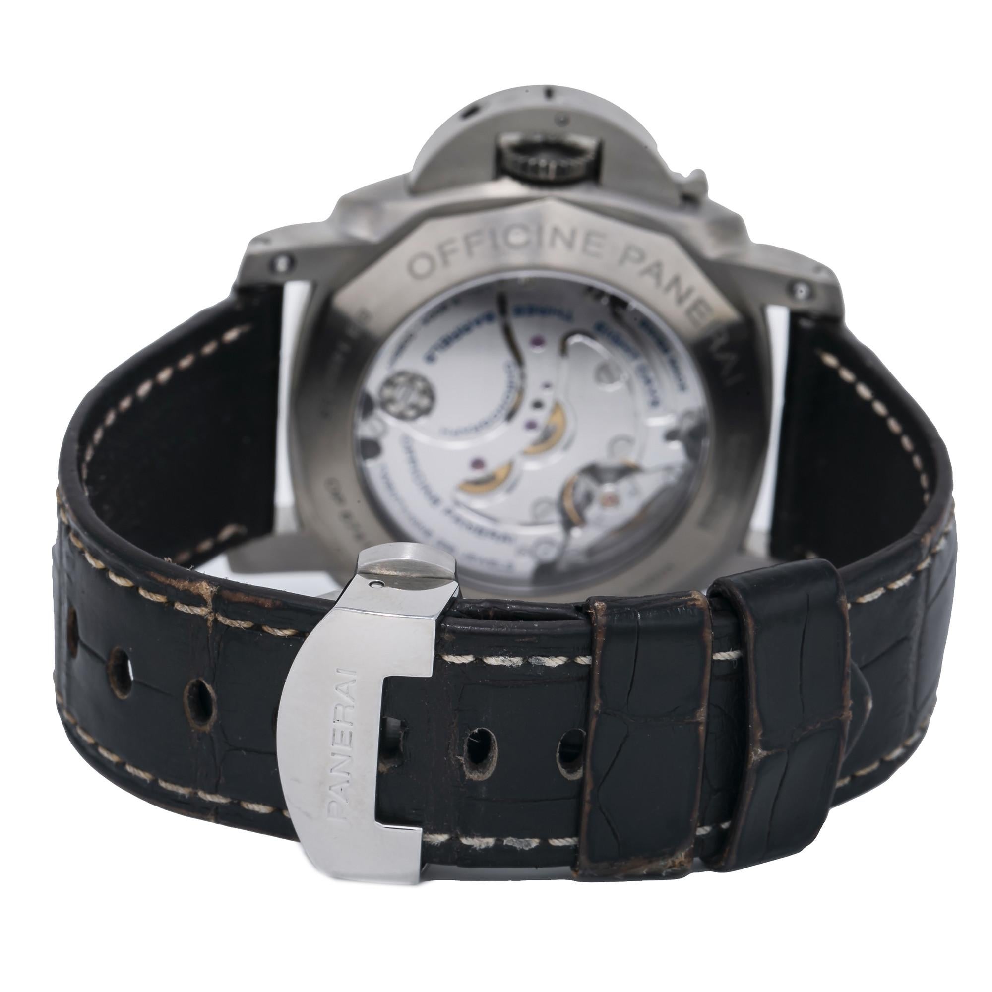 Panerai Luminor PAM00311 8 Days GMT Titanium Automatic Brown Dial Watch 44mm
