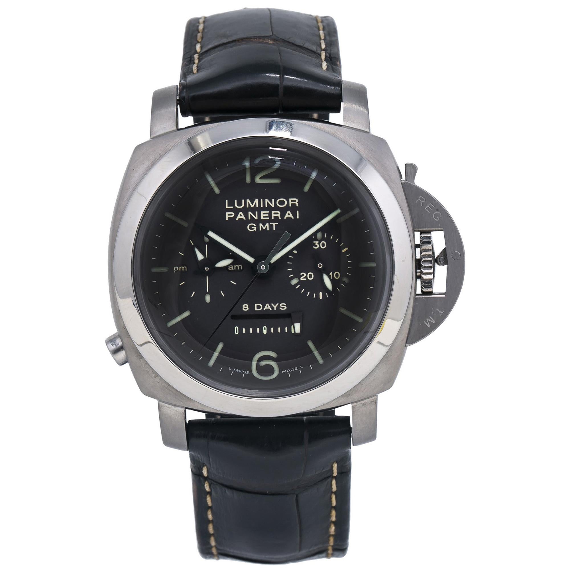 Panerai Luminor PAM00311 8 Days GMT Titanium Automatic Brown Dial Watch For Sale