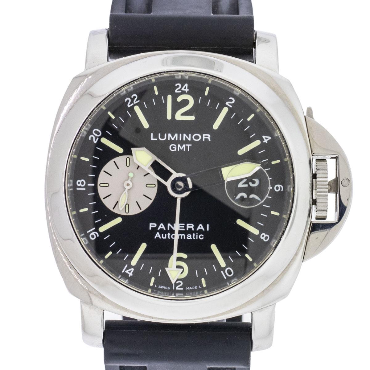 Elevate your style with the Panerai Luminor PAM088. This exceptional timepiece boasts a striking black dial, encased in durable stainless steel. With a comfortable double-fold clasp rubber strap, automatic movement, and stainless steel smooth bezel,
