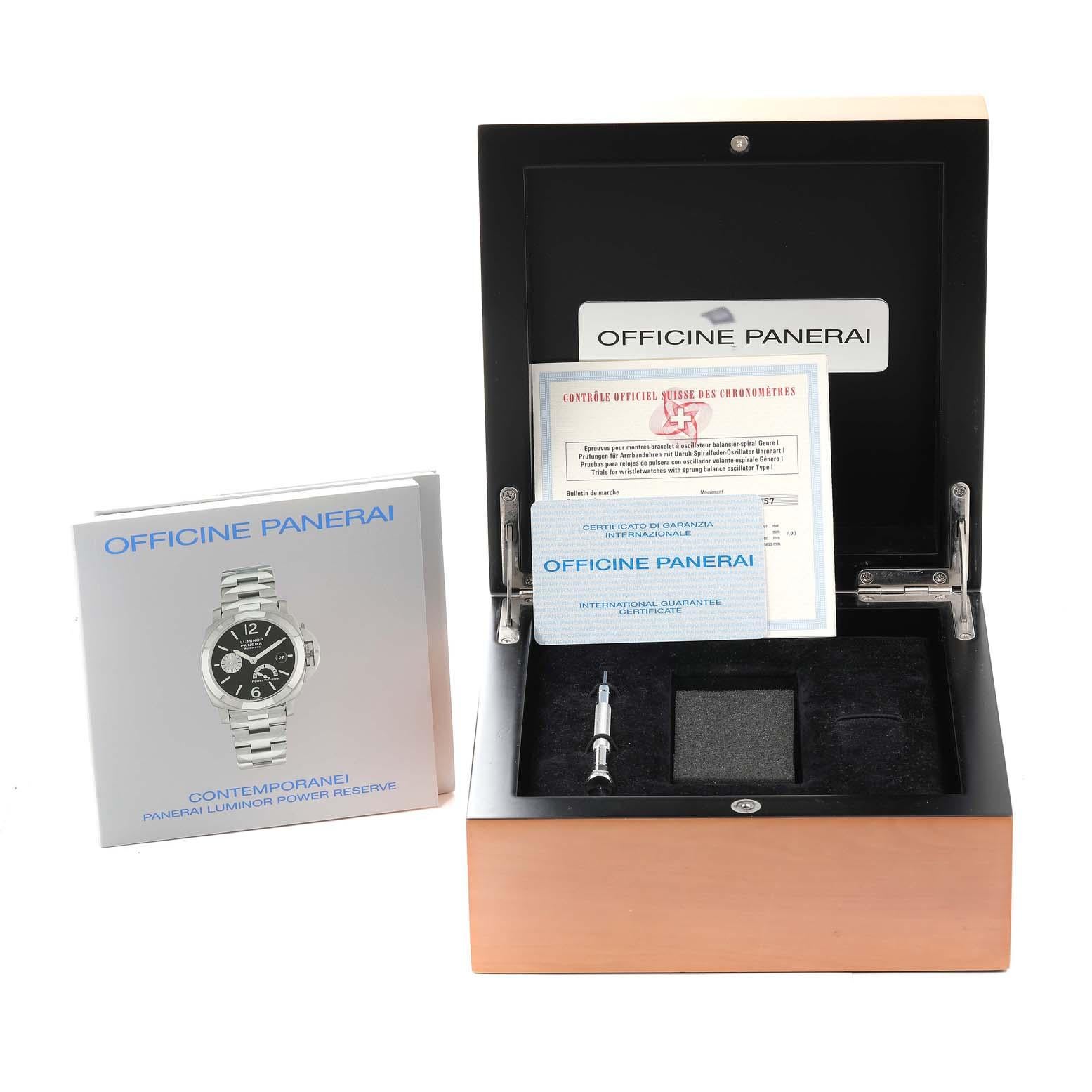Panerai Luminor Power Reserve Automatic Steel Mens Watch PAM00090 Box Card 4