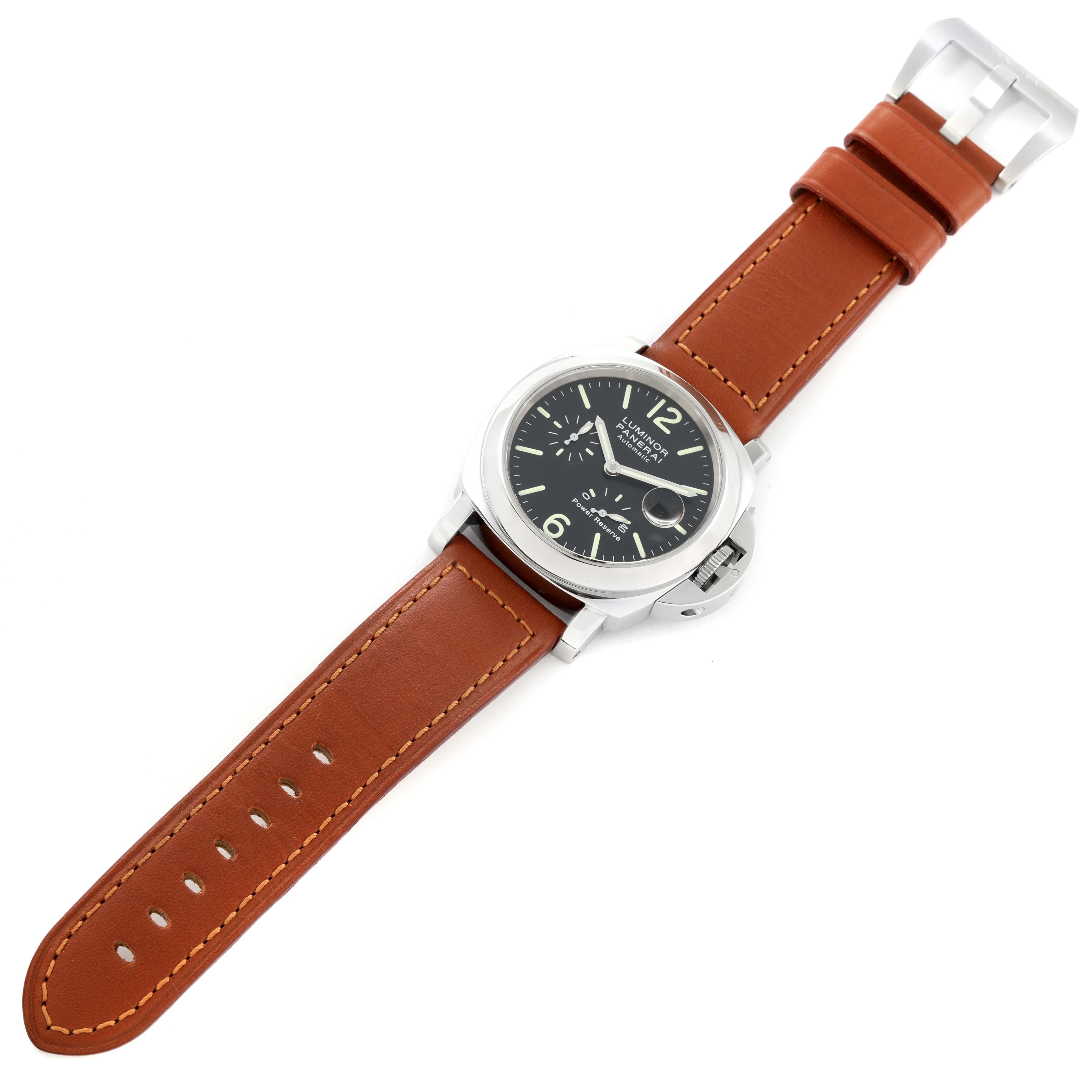 Panerai Luminor Power Reserve Automatic Steel Mens Watch PAM00090 Box Card 1