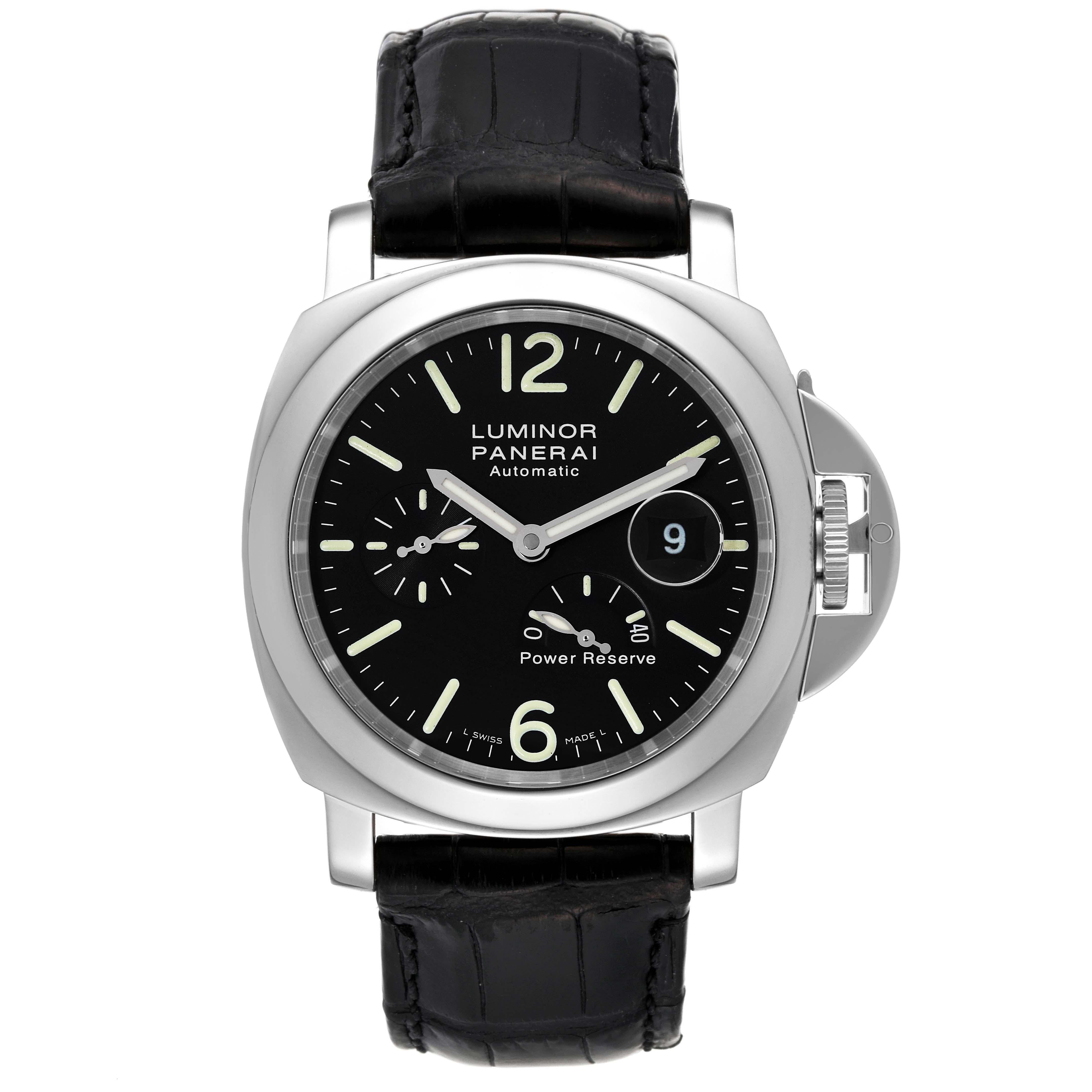 Panerai Luminor Power Reserve Automatic Steel Mens Watch PAM00090 In Excellent Condition In Atlanta, GA