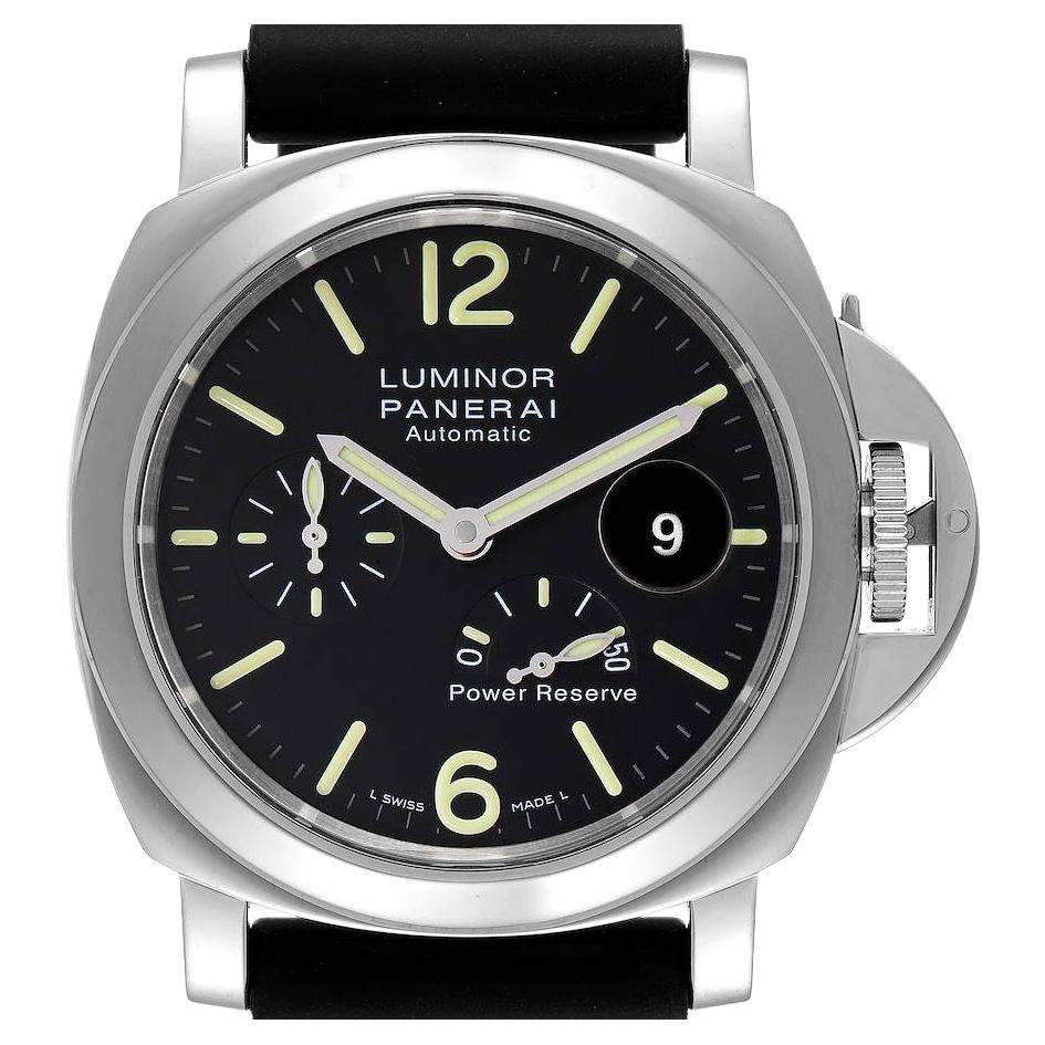 Panerai Luminor Power Reserve Black Dial Steel Mens Watch PAM01090 Box Card