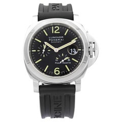 Panerai Luminor Power Reserve Stahl-Automatik-Herrenuhr mit schwarzem Zifferblatt PAM00090