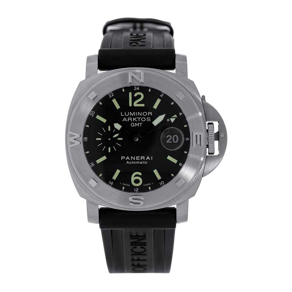 Panerai Luminor Stainless-Steel Submersible GMT Black Diver Watch PAM00186 For Sale