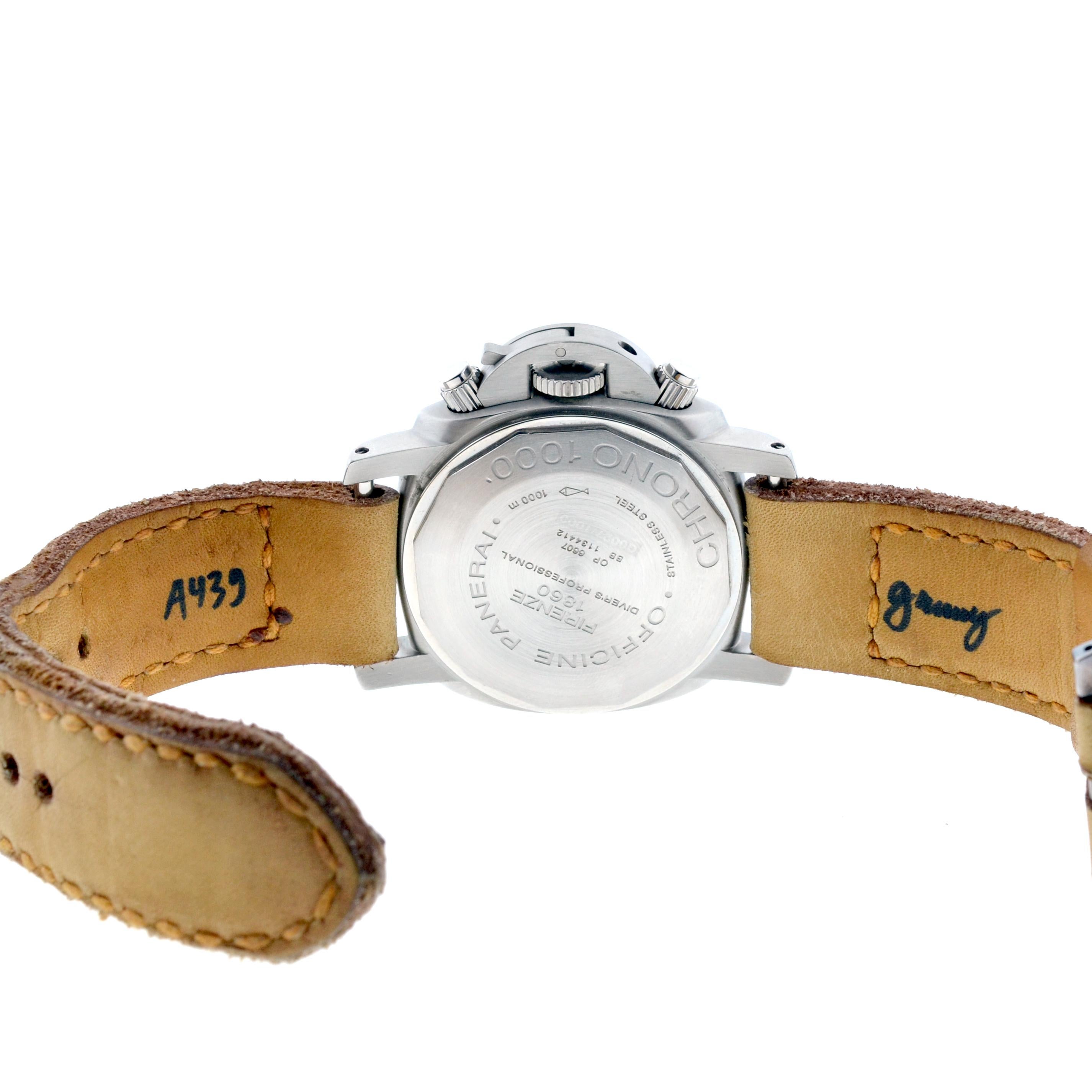 Panerai Luminor Submersible 1000 Chronograph PAM 187 Men's Watch In Excellent Condition In Boca Raton, FL