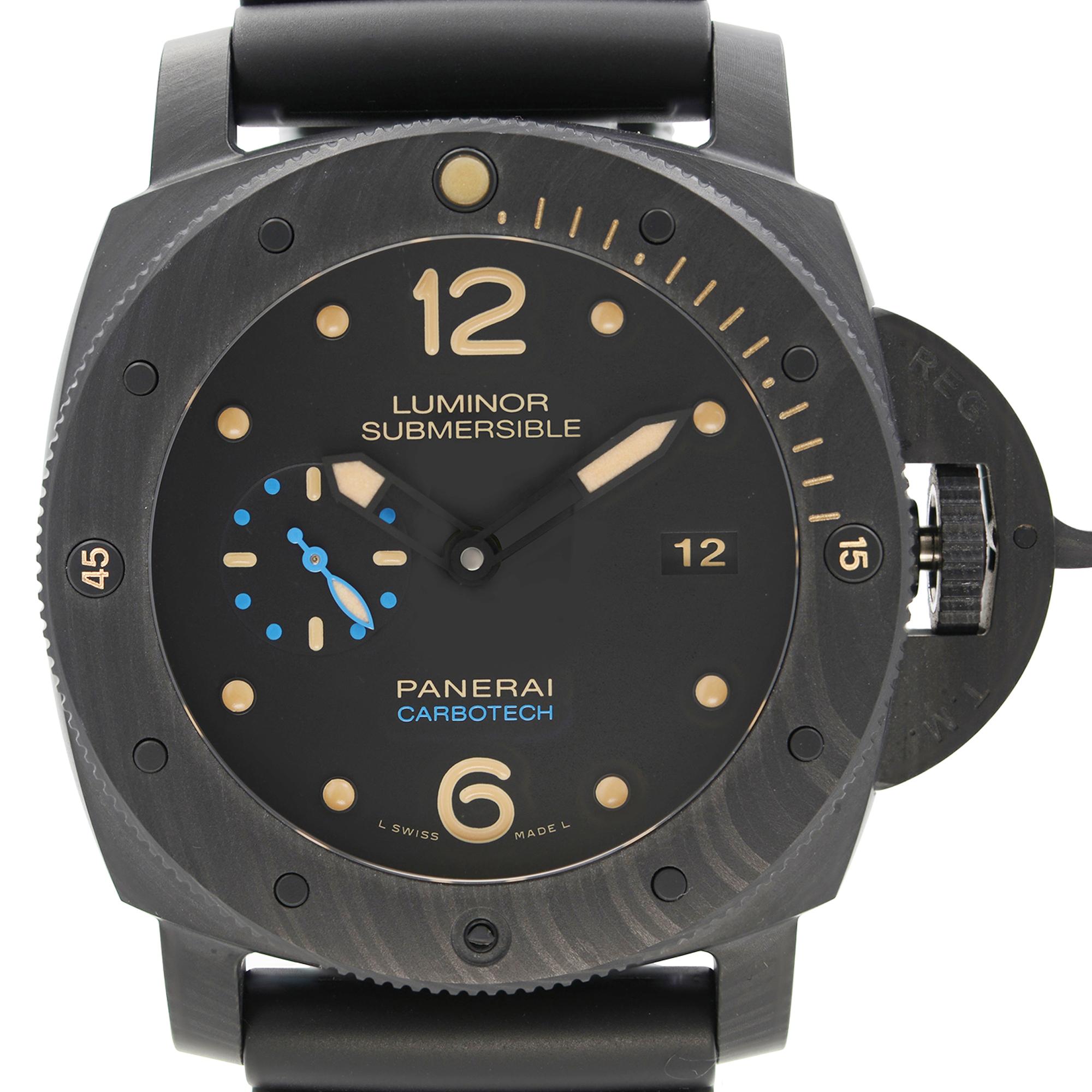 New With Defects Panerai Luminor Submersible 1950 3 Days Carbotech Black Dial Automatic Men's Watch PAM00616. Bezel rider No-30 is missing as in the pictures. This Beautiful Timepiece is Powered by Mechanical (Automatic) Movement And Features: Round