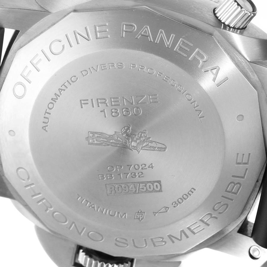 Panerai Luminor Submersible 1950 Chrono Flyback Watch PAM00614 Box Papers In Excellent Condition For Sale In Atlanta, GA