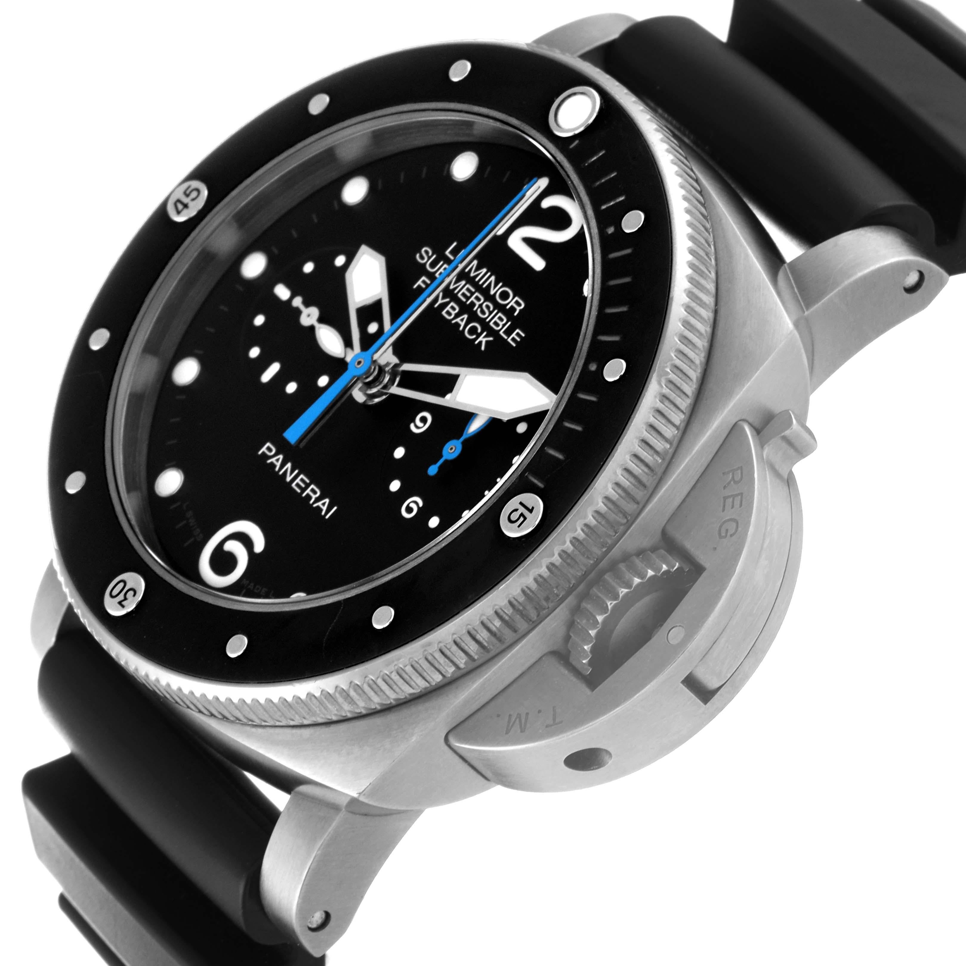 Panerai Luminor Submersible 3 Days Flyback Titanium Mens Watch PAM00615 Papers For Sale 1