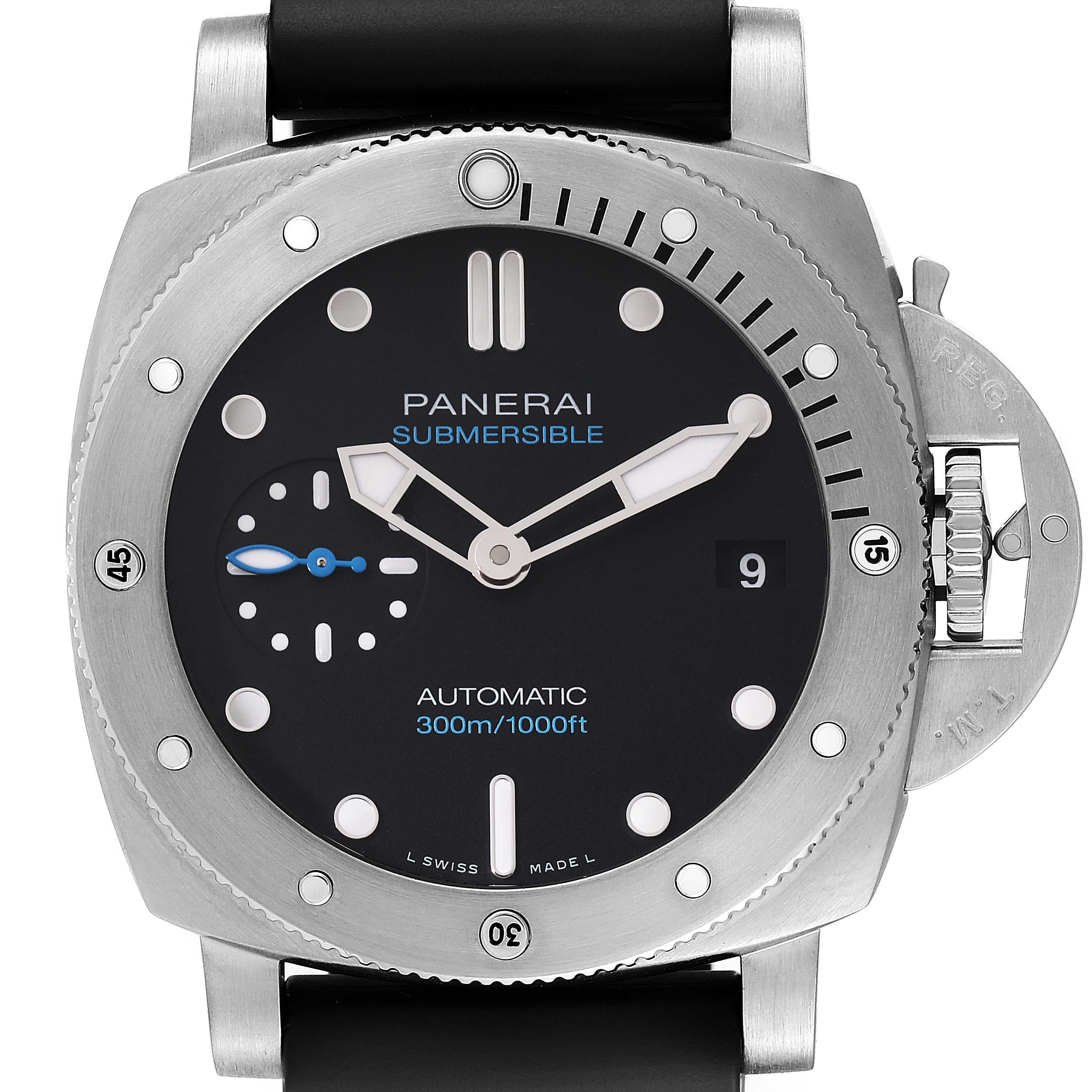 Panerai Luminor Submersible 42mm Black Dial Steel Mens Watch PAM00973