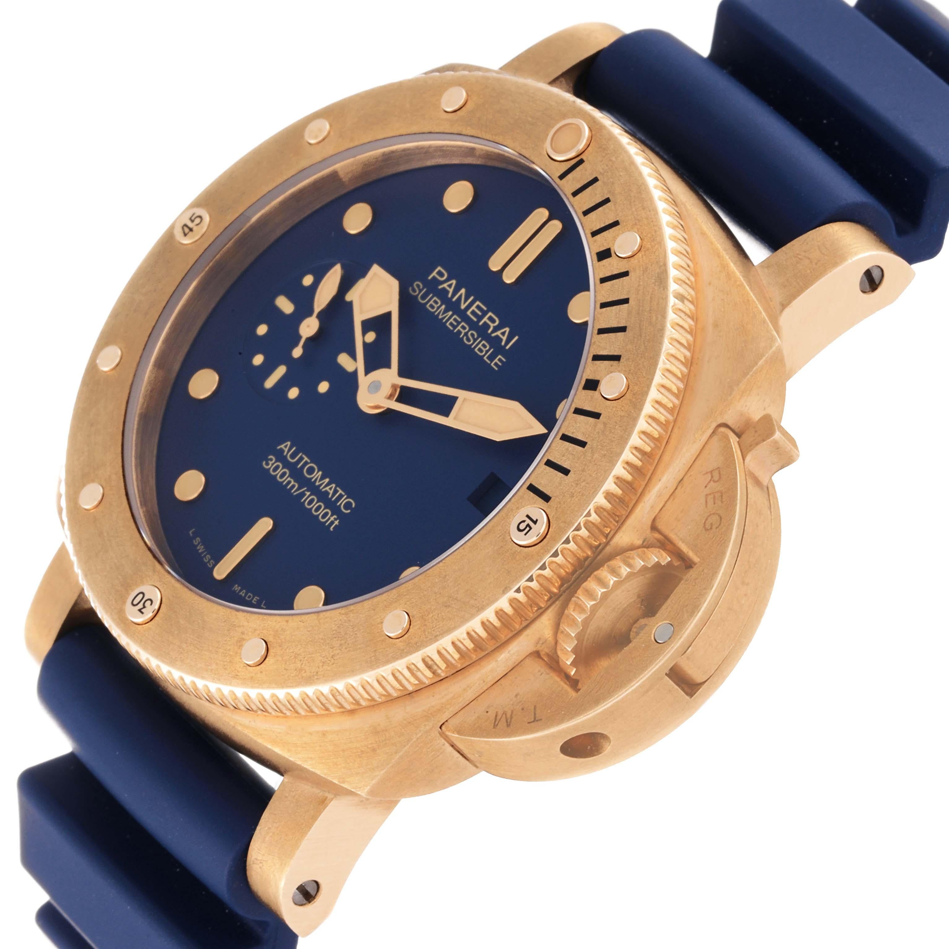 Panerai Luminor Submersible Blu Abisso Bronze Mens Watch PAM01074 Box Card 1